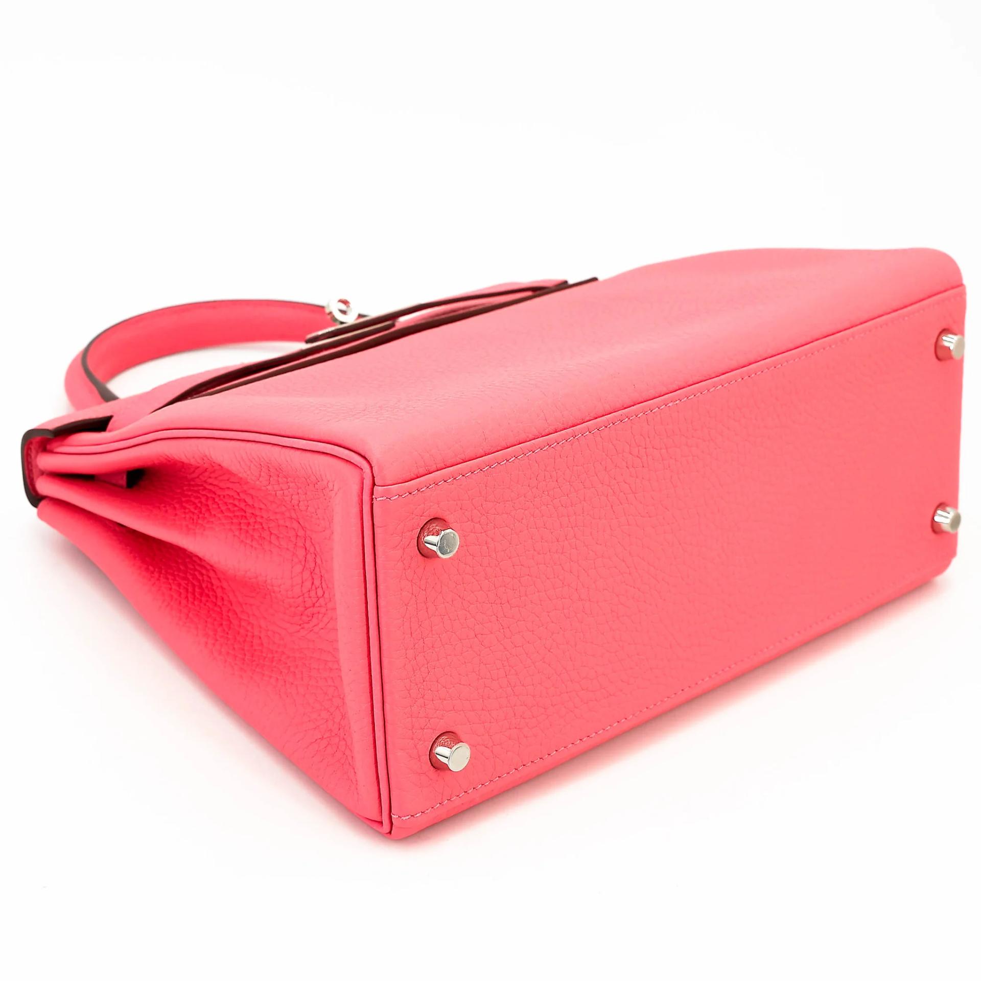 Excellent ( Rank SA ) HERMÈS Kelly 28 Rose Azalee (8W) Clemence Palladium hardware Y (2020) - 5