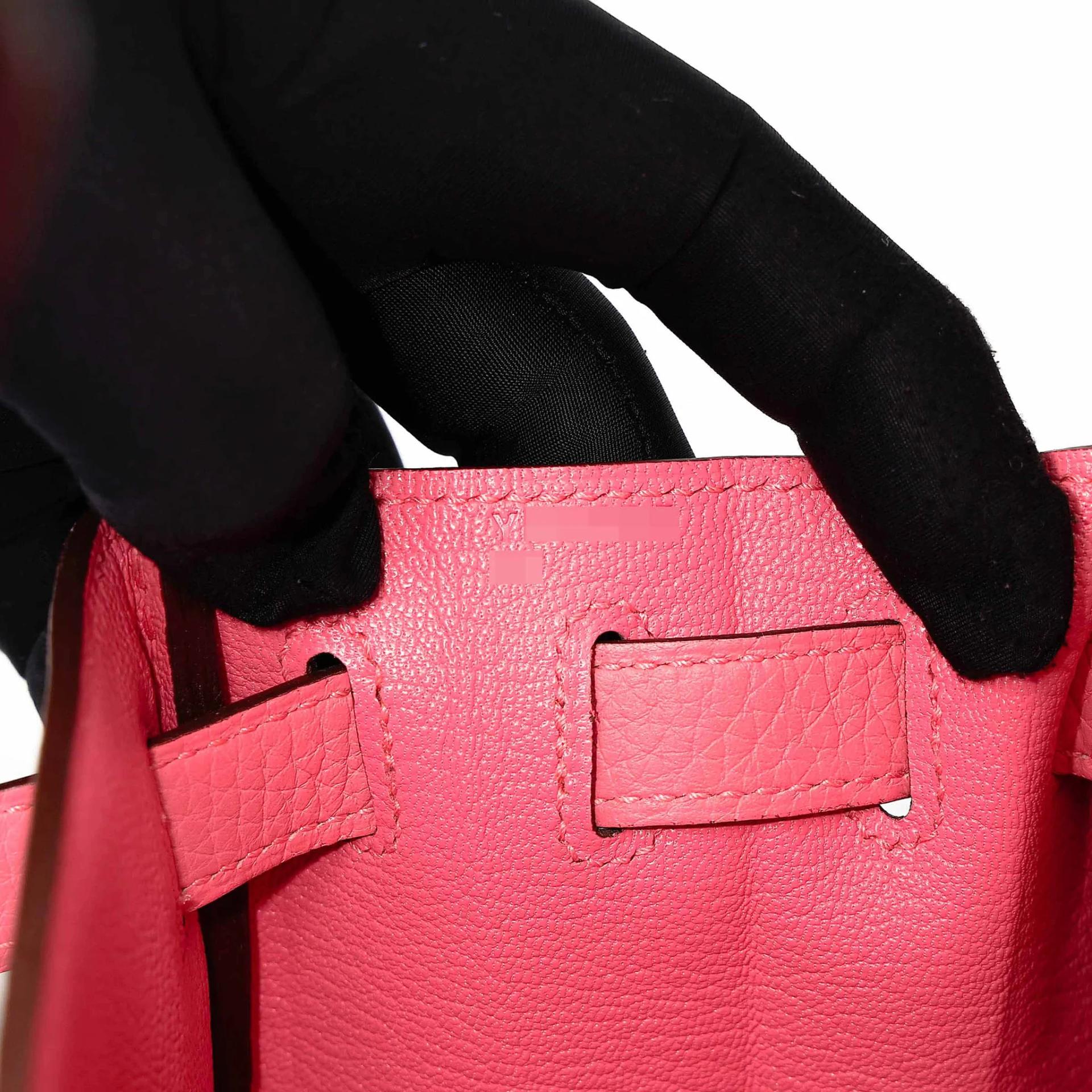 Excellent ( Rank SA ) HERMÈS Kelly 28 Rose Azalee (8W) Clemence Palladium hardware Y (2020) - 15