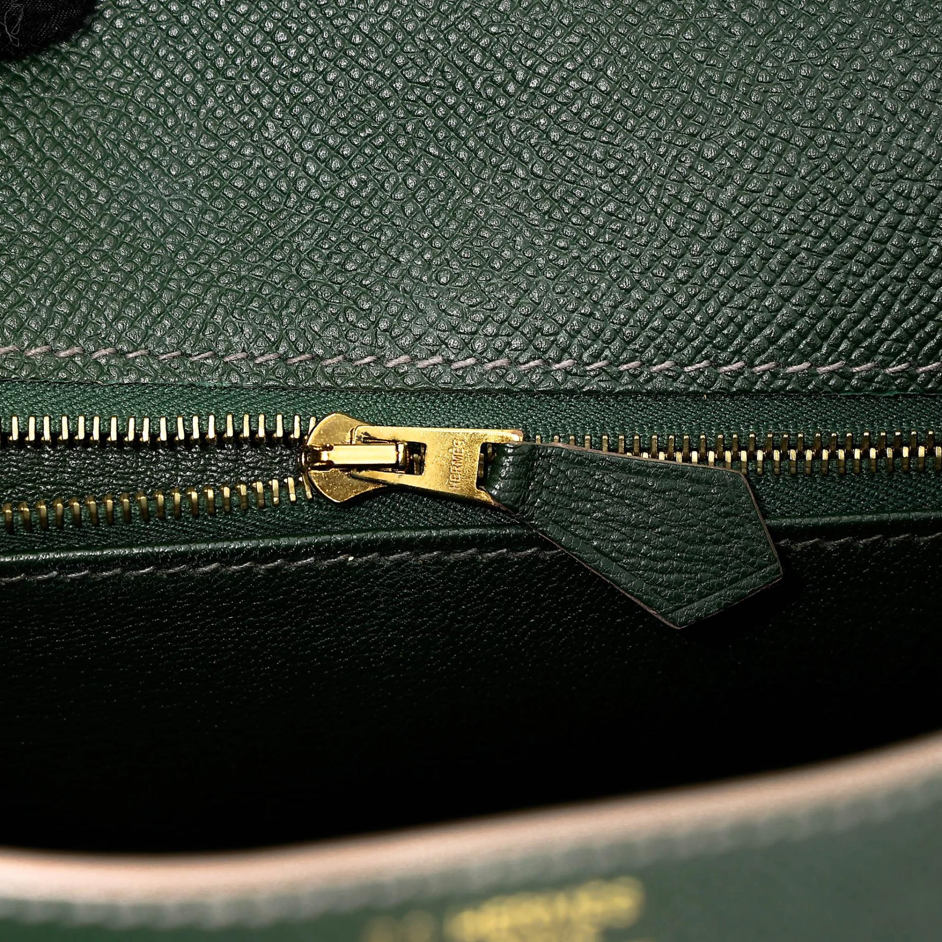 ランク A HERMÈS エルメス スペシャルオーダー ケリー25 セリエ ヴェールアングレ (2Q) クレ (10) エプソン マットゴールド金具 X刻印 (2016) - 24