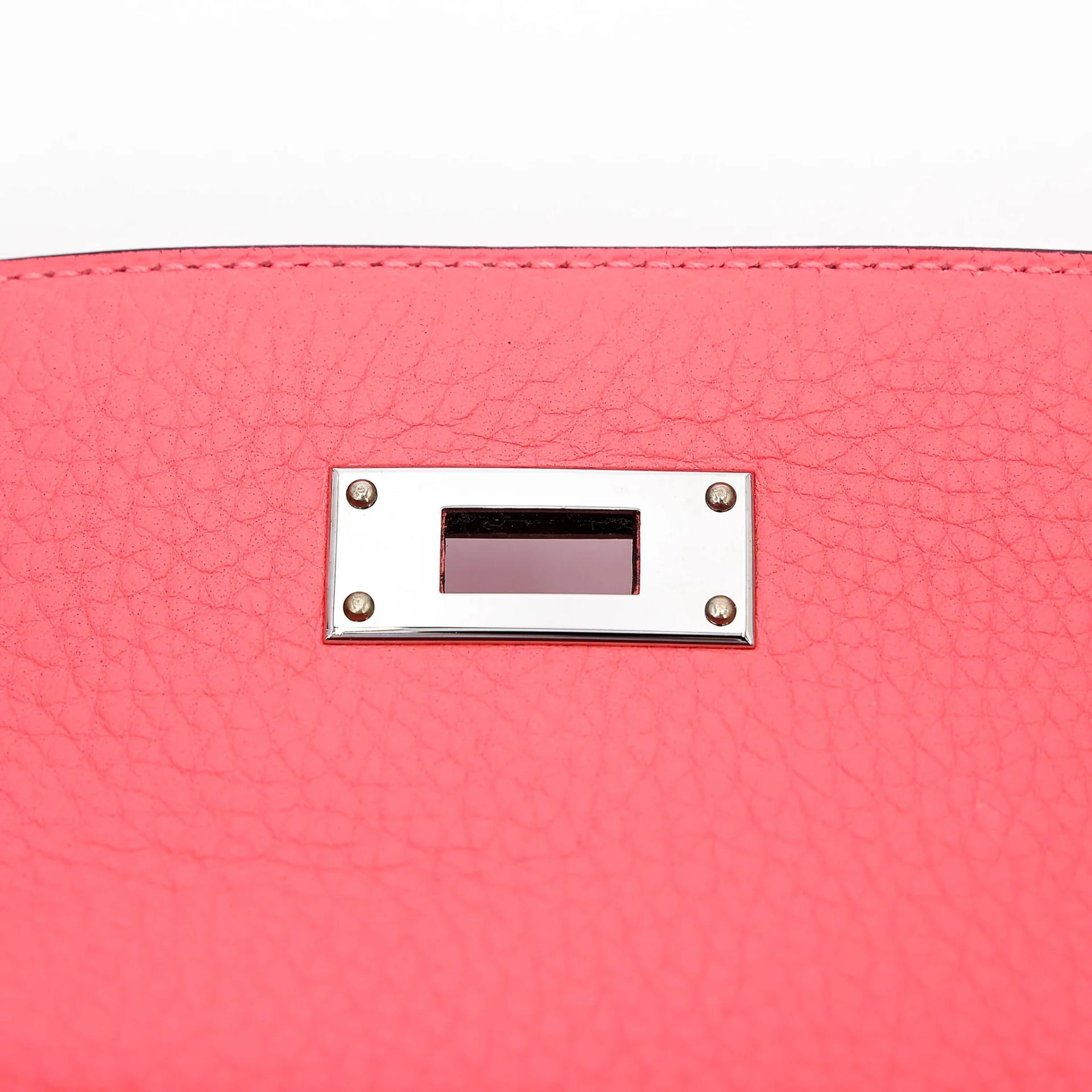 Excellent ( Rank SA ) HERMÈS Kelly 28 Rose Azalee (8W) Clemence Palladium hardware Y (2020) - 11