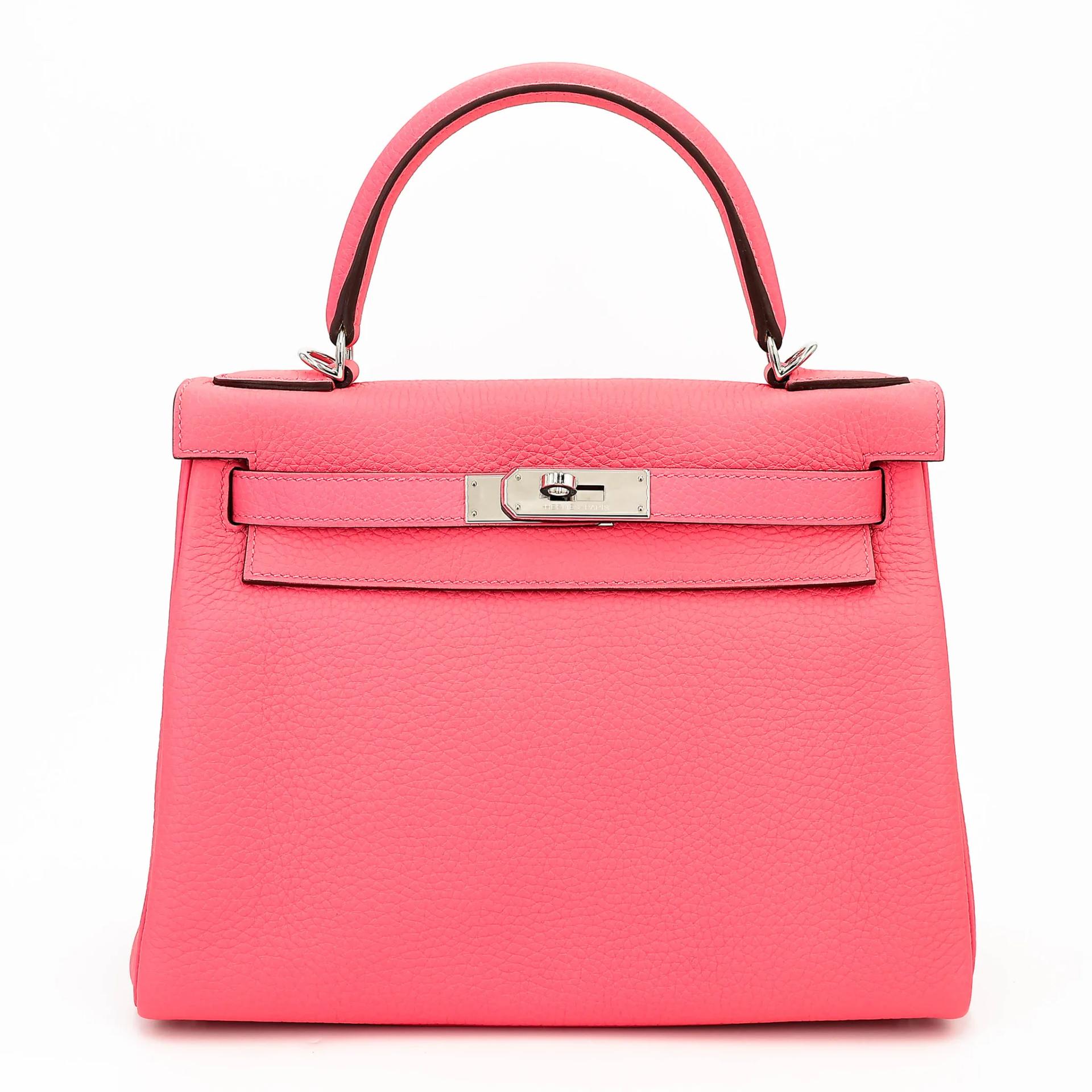 Excellent ( Rank SA ) HERMÈS Kelly 28 Rose Azalee (8W) Clemence Palladium hardware Y (2020) - 1
