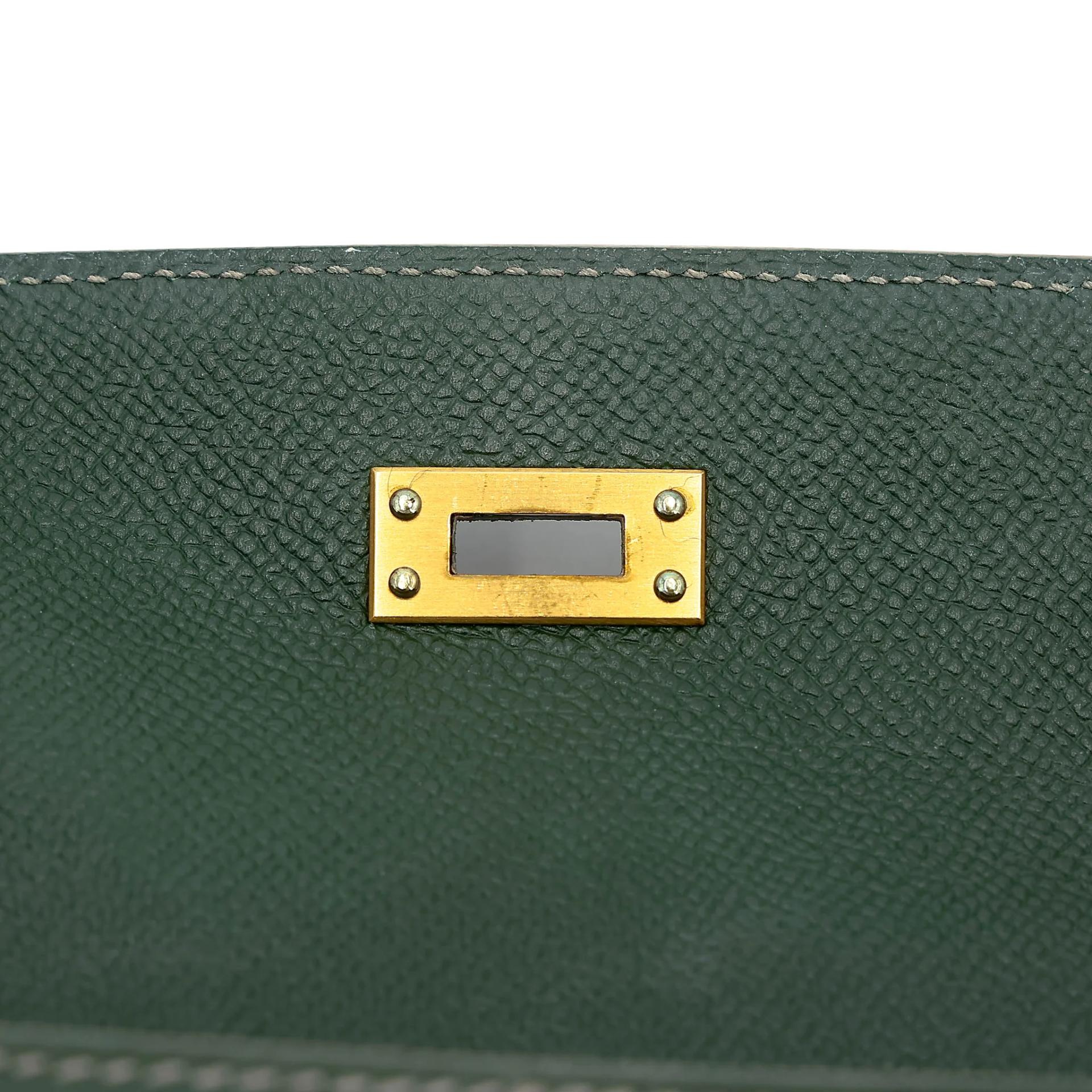 ランク A HERMÈS エルメス スペシャルオーダー ケリー25 セリエ ヴェールアングレ (2Q) クレ (10) エプソン マットゴールド金具 X刻印 (2016) - 21