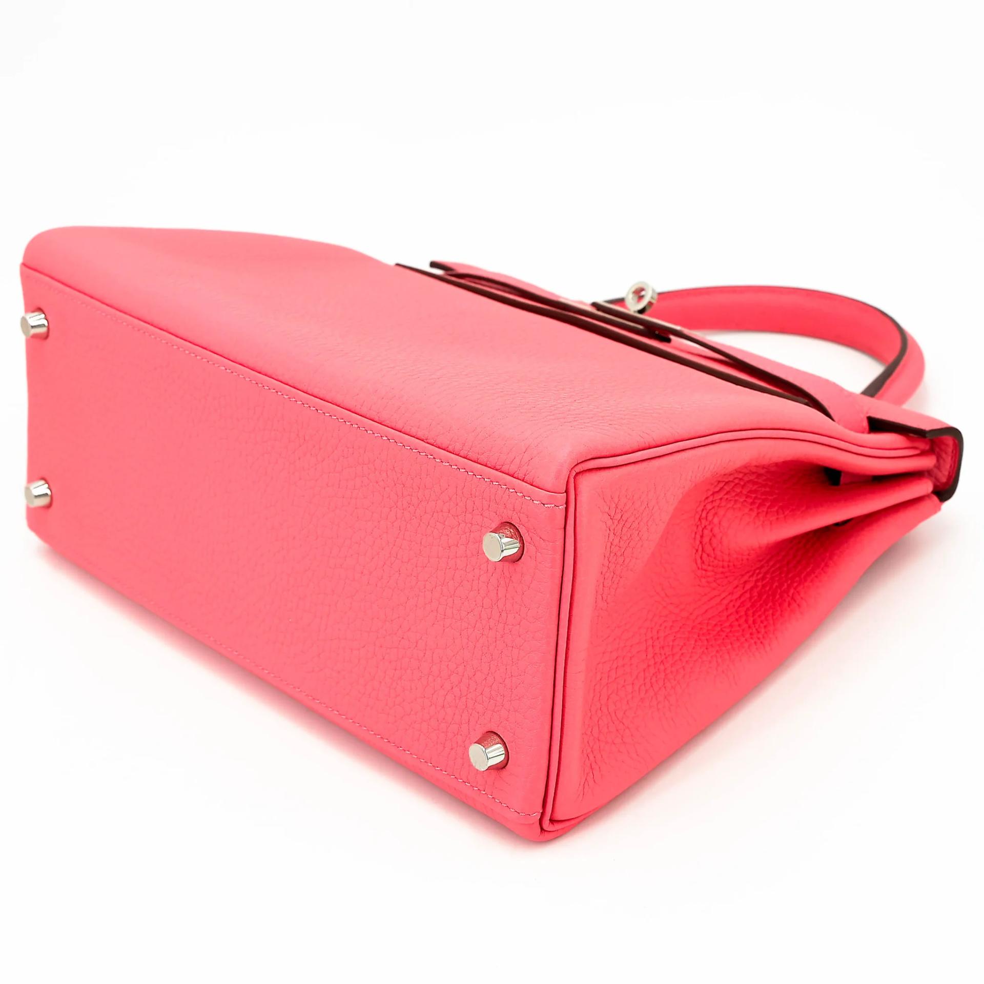 Excellent ( Rank SA ) HERMÈS Kelly 28 Rose Azalee (8W) Clemence Palladium hardware Y (2020) - 4