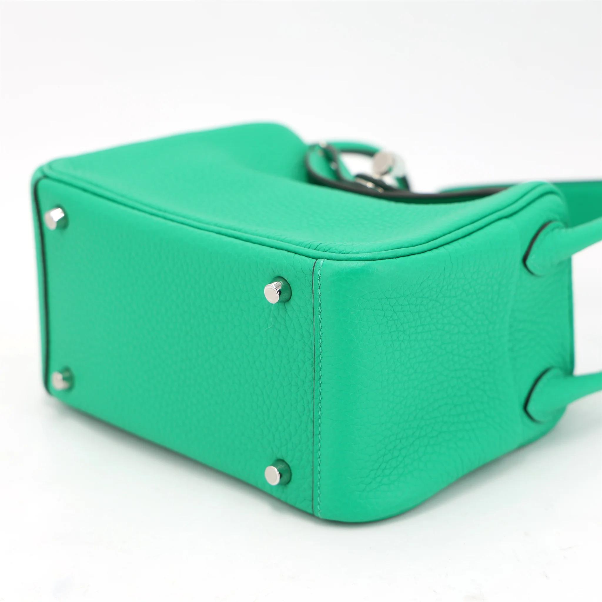 Unused ( Rank NS ) HERMÈS Mini Lindy Menthe (6W) Clemence Palladium hardware U (2022) - 5