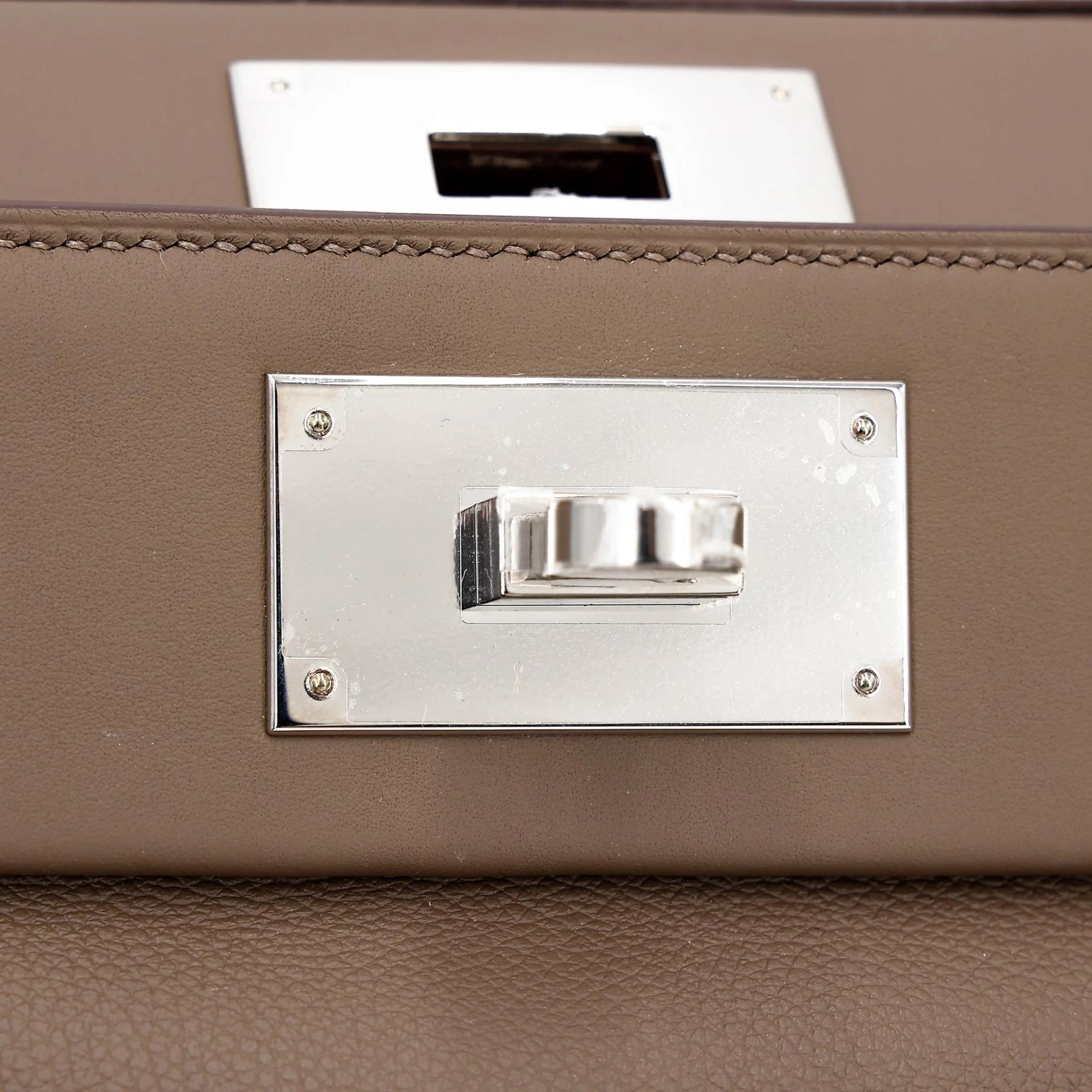 Unused ( Rank NS ) HERMÈS 24/24 - 21 mini Etoupe (18) Evercolor Palladium hardware W (2024) - 13