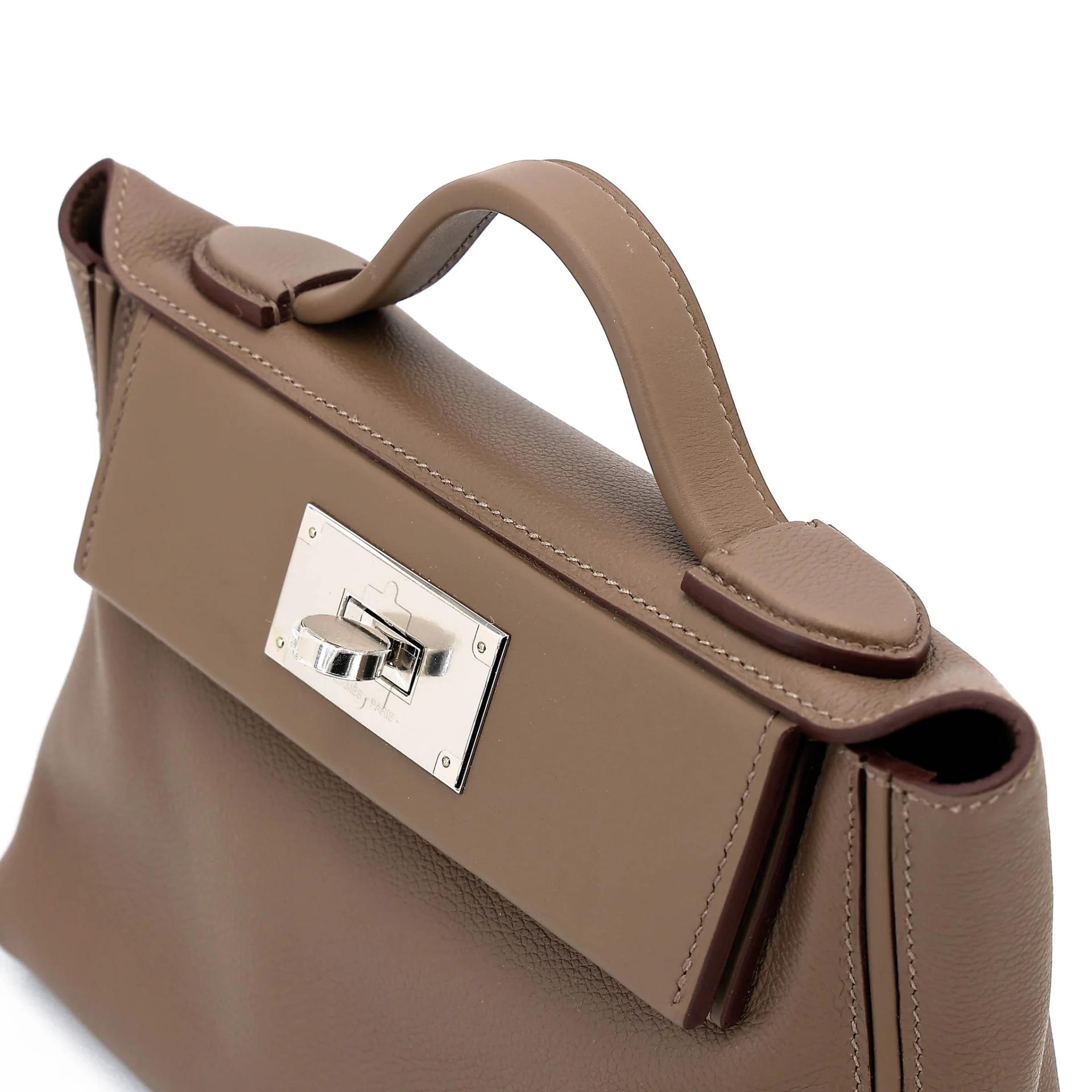 Unused ( Rank NS ) HERMÈS 24/24 - 21 mini Etoupe (18) Evercolor Palladium hardware W (2024) - 3