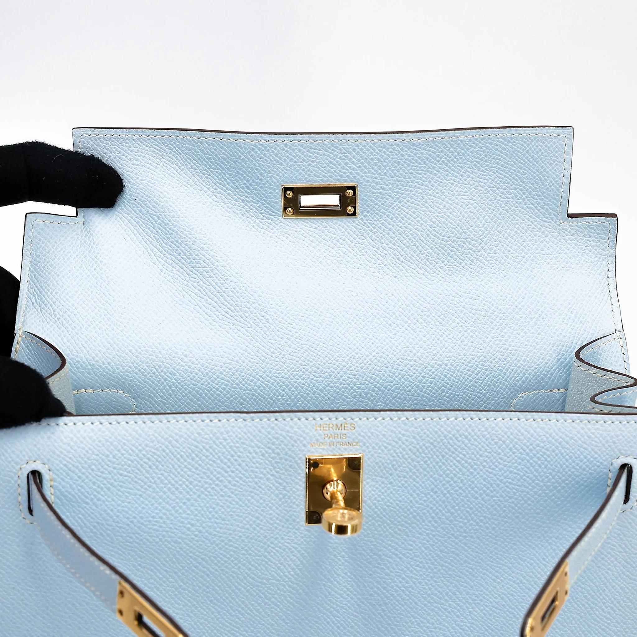 ランク NS 未使用品 HERMÈS エルメス ケリー25 セリエ ブルーブリュム (T0) エプソン ゴールド金具 Y刻印 (2020) - 12