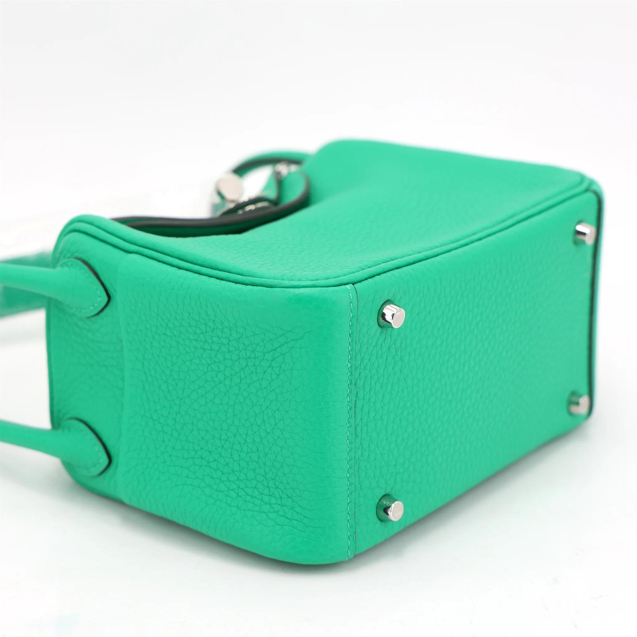 Unused ( Rank NS ) HERMÈS Mini Lindy Menthe (6W) Clemence Palladium hardware U (2022) - 4