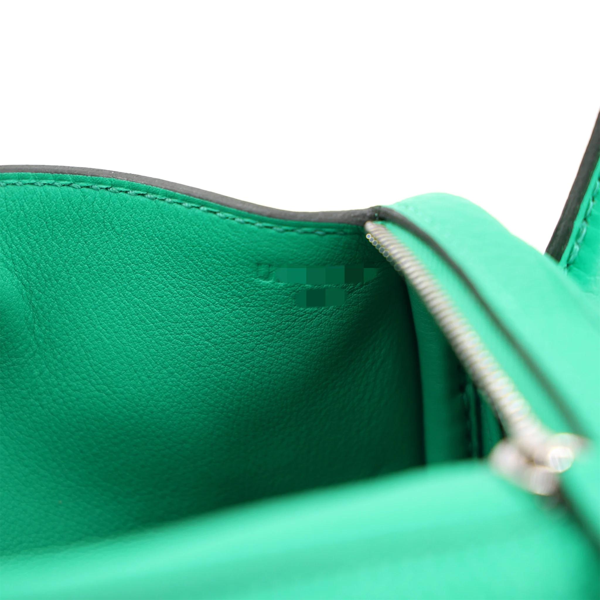 Unused ( Rank NS ) HERMÈS Mini Lindy Menthe (6W) Clemence Palladium hardware U (2022) - 12