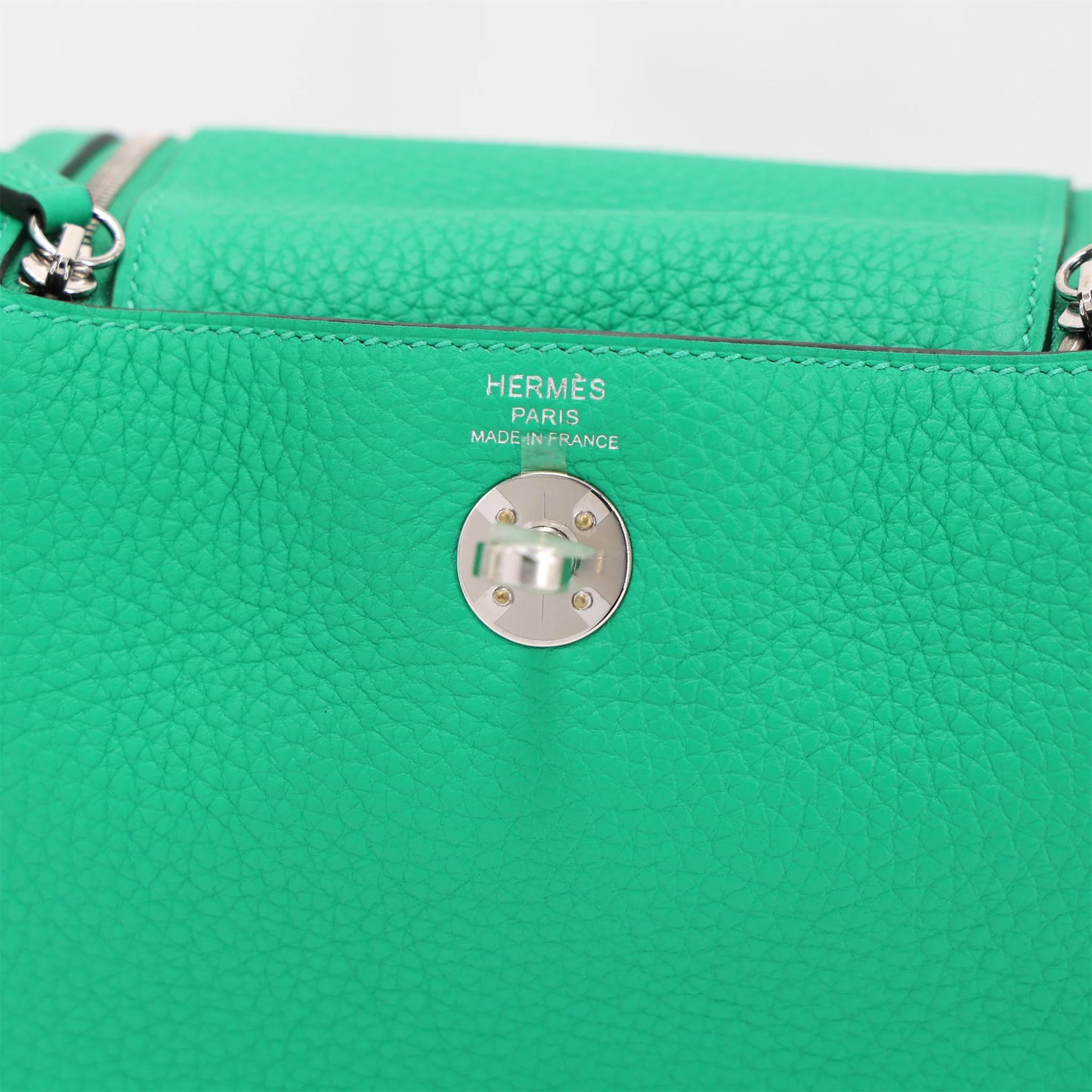 Unused ( Rank NS ) HERMÈS Mini Lindy Menthe (6W) Clemence Palladium hardware U (2022) - 10