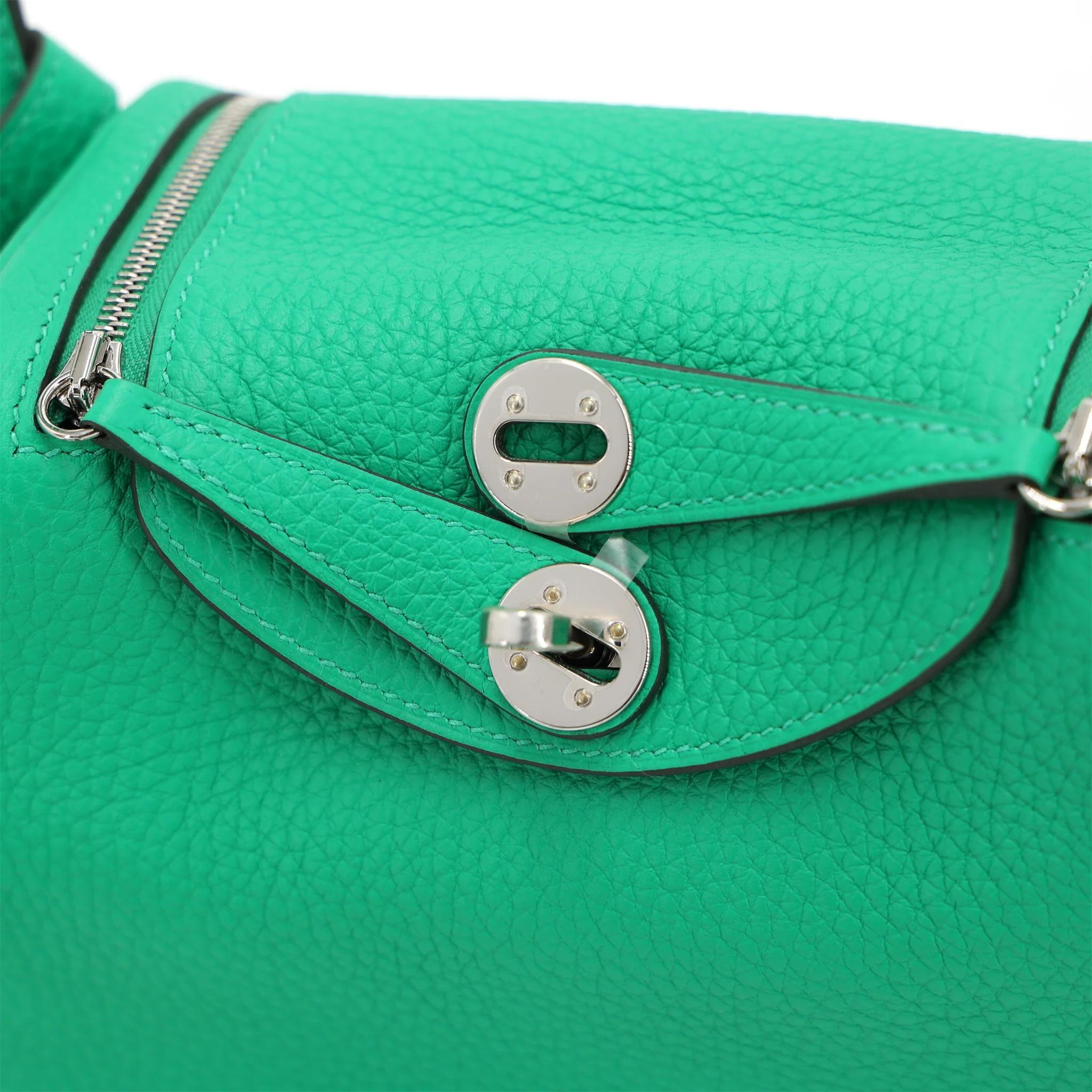 Unused ( Rank NS ) HERMÈS Mini Lindy Menthe (6W) Clemence Palladium hardware U (2022) - 8