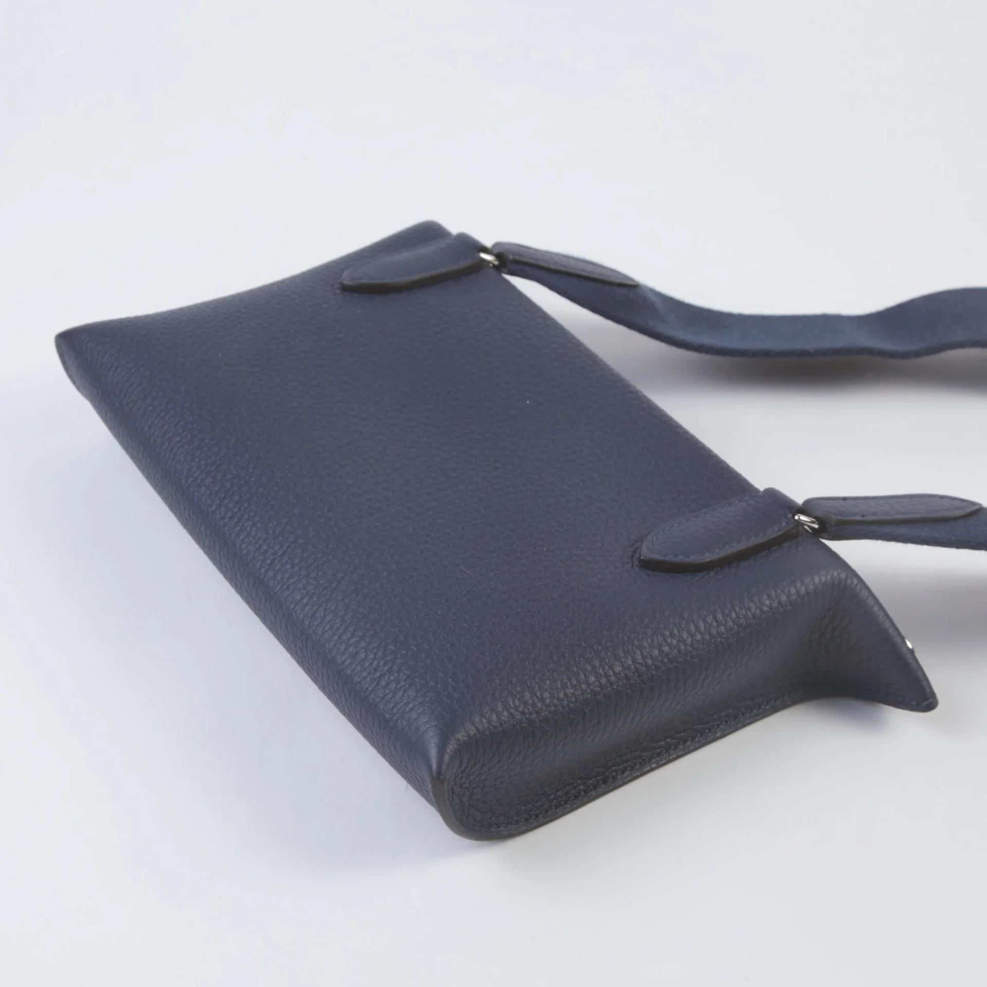 Brand New ( Rank N ) HERMÈS Videpoches bag Bleu Abysse (7K) Togo Palladium hardware K (2025) - 6