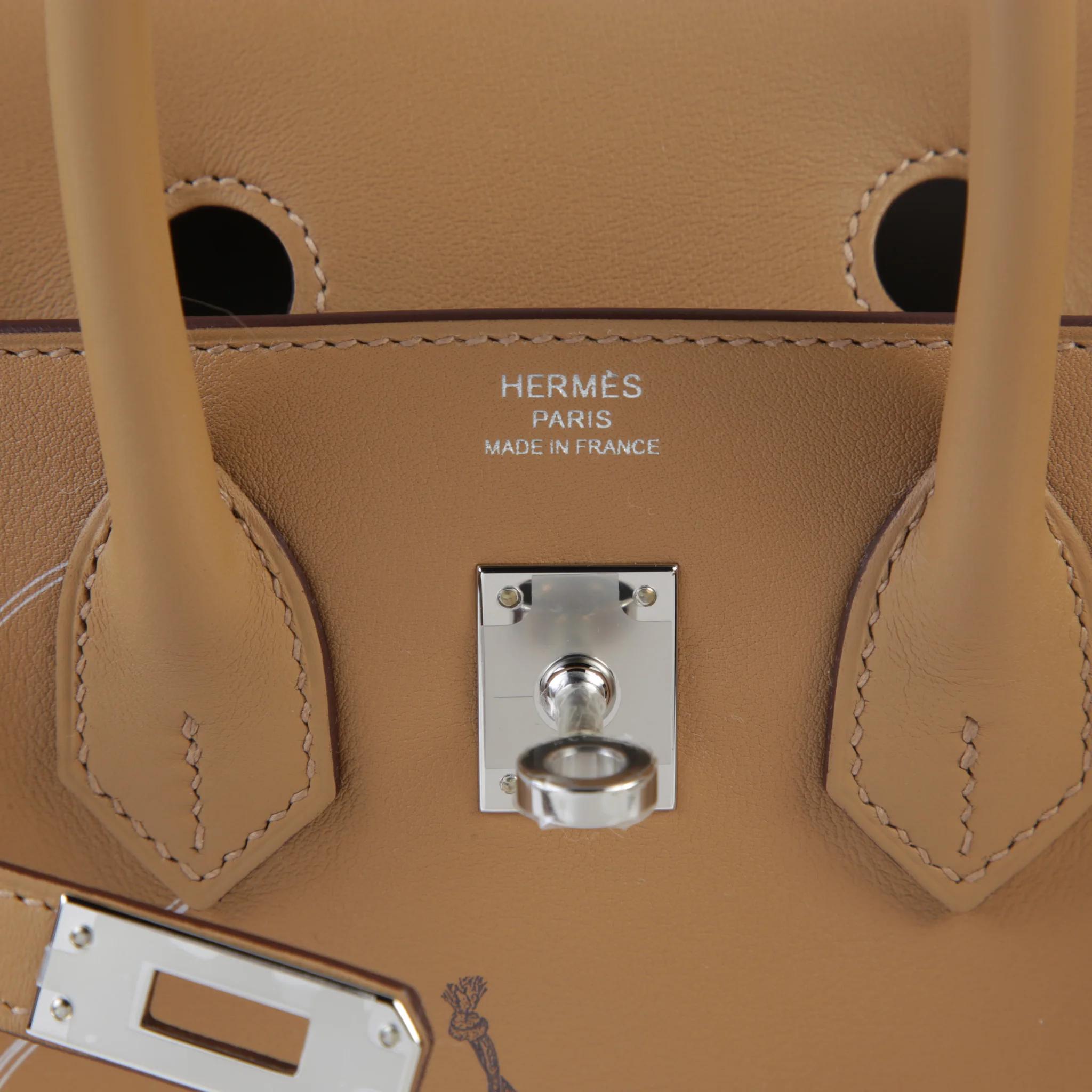 Unused ( Rank NS ) HERMÈS Limited Edition Birkin 25 In & Out Biscuit (4B) Swift Palladium hardware Z (2021) - 9