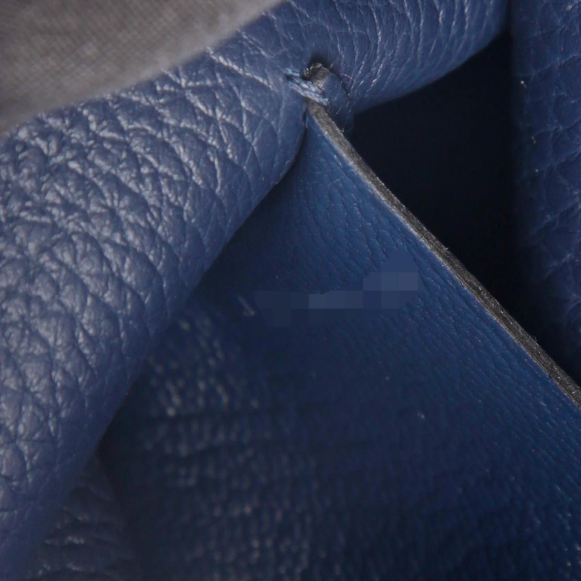 Brand New ( Rank N ) HERMÈS Videpoches bag Bleu Abysse (7K) Togo Palladium hardware K (2025) - 10