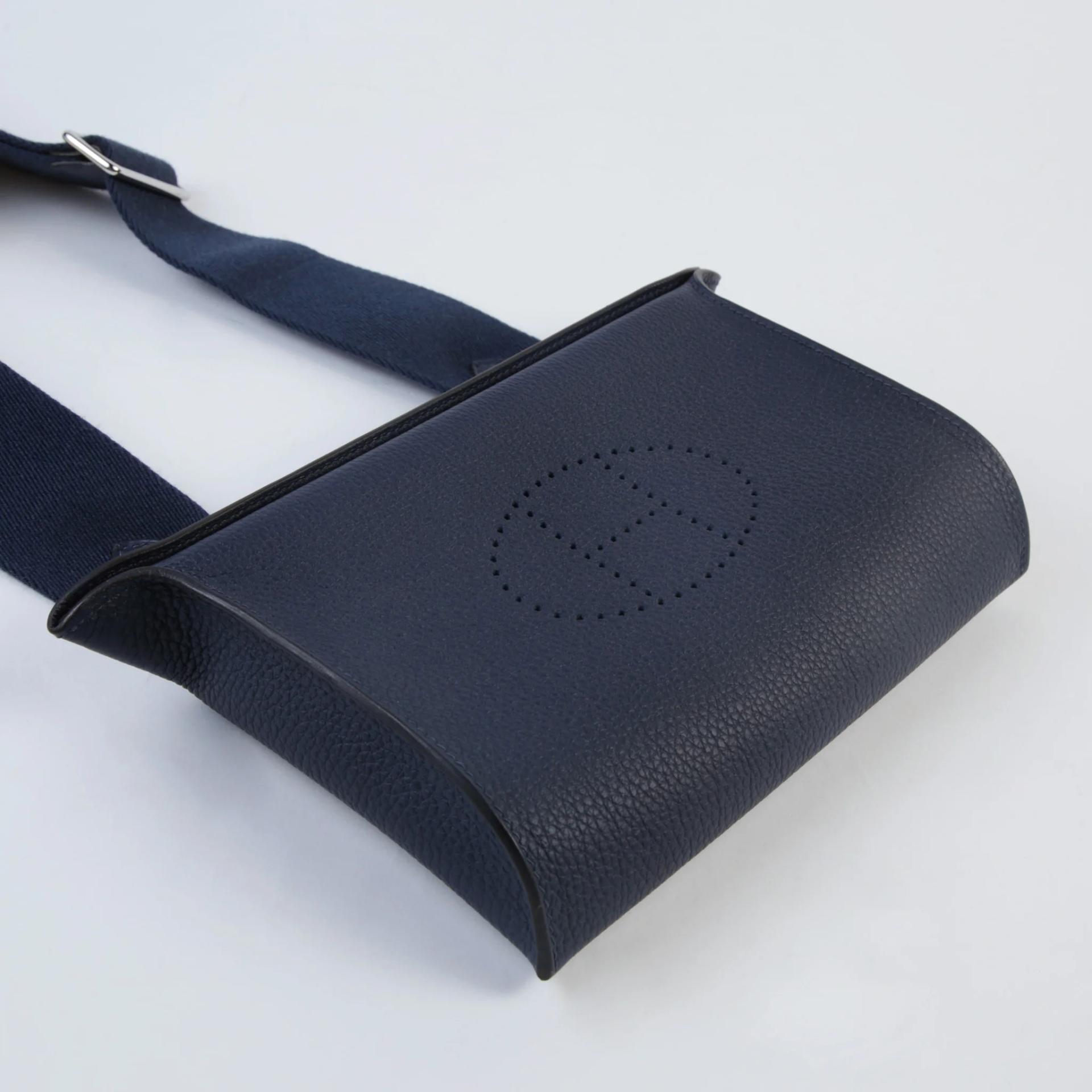 Brand New ( Rank N ) HERMÈS Videpoches bag Bleu Abysse (7K) Togo Palladium hardware K (2025) - 5
