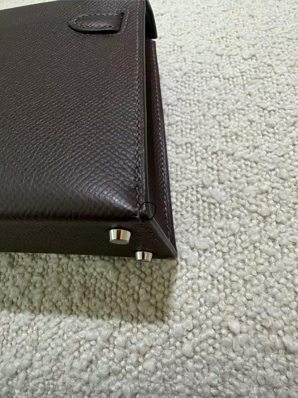 Very Good ( Rank A) HERMÈS Mini Kelly II Ebene (46) Epsom Electrum hardware K (2025) - 17