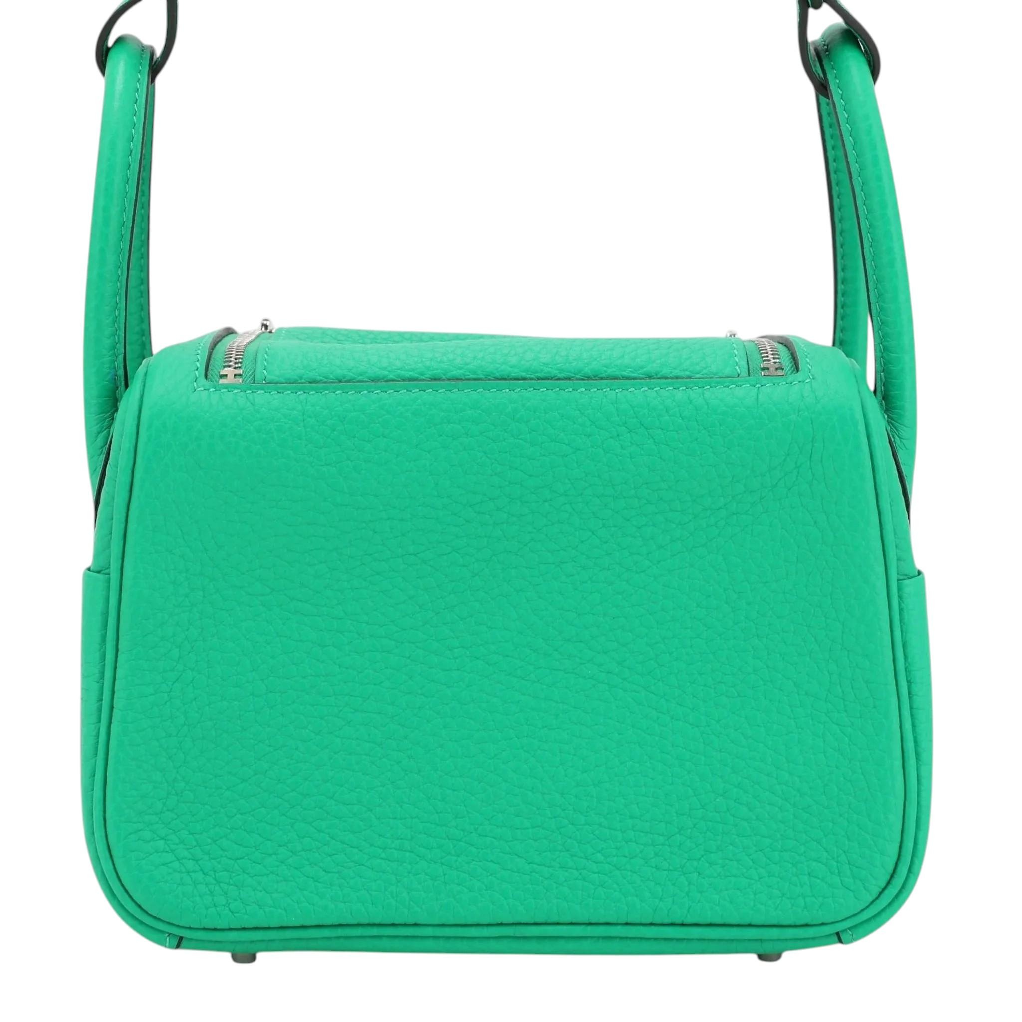 Unused ( Rank NS ) HERMÈS Mini Lindy Menthe (6W) Clemence Palladium hardware U (2022) - 2