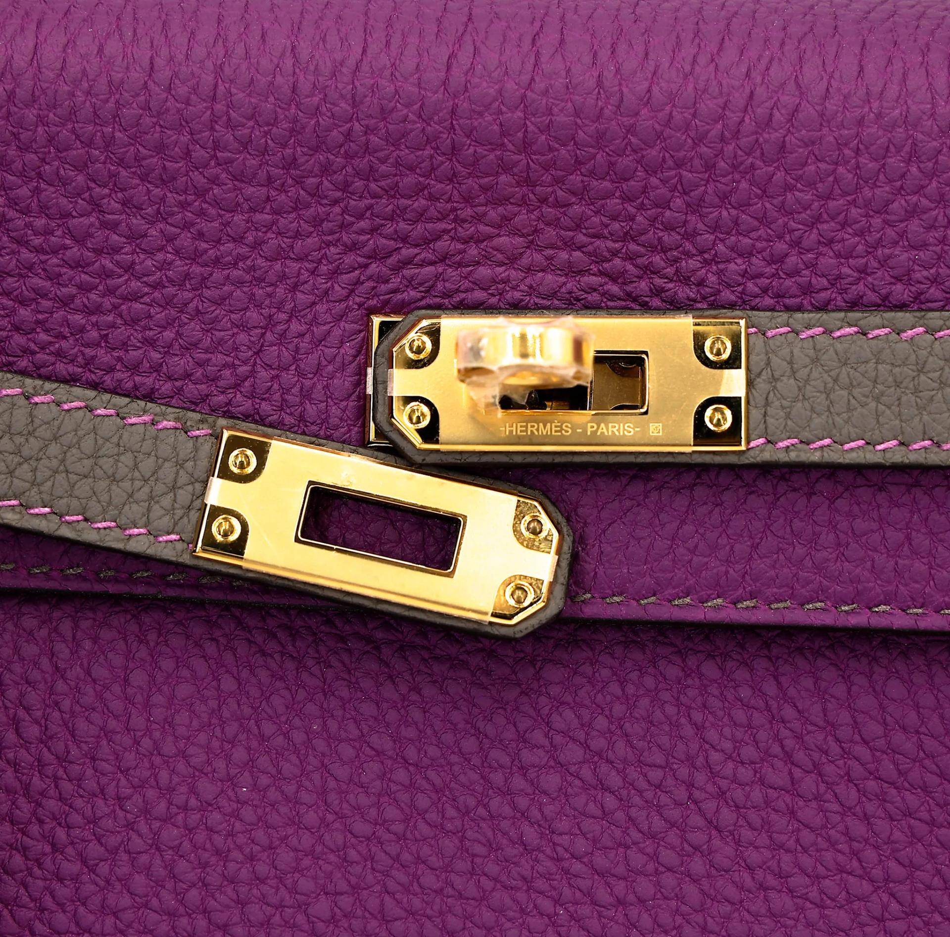 Unused ( Rank NS ) HERMÈS Special Order Kelly 25 HSS Anemone (P9) Etain (8F) Togo Gold hardware D (2019) - 8