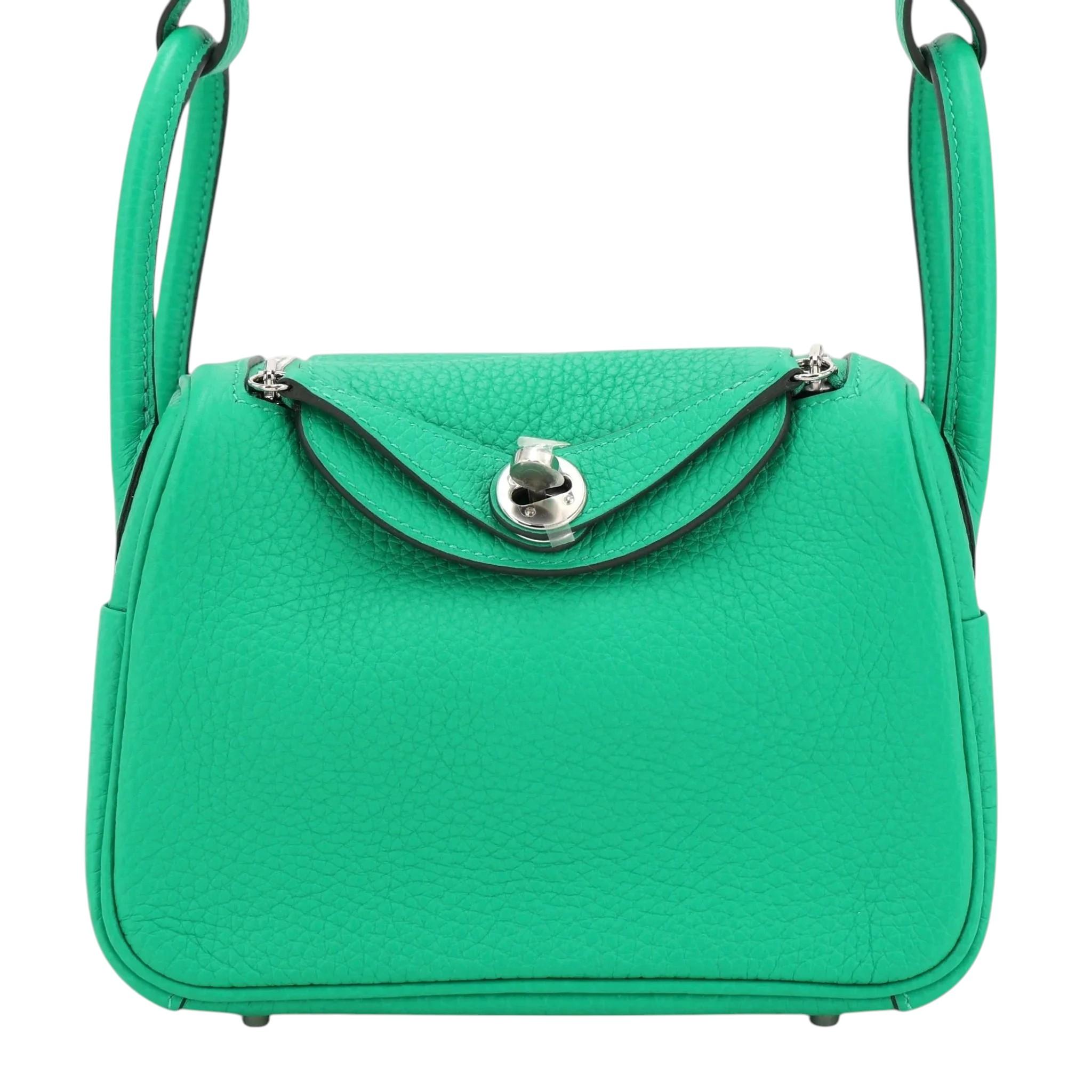 Unused ( Rank NS ) HERMÈS Mini Lindy Menthe (6W) Clemence Palladium hardware U (2022) - 1