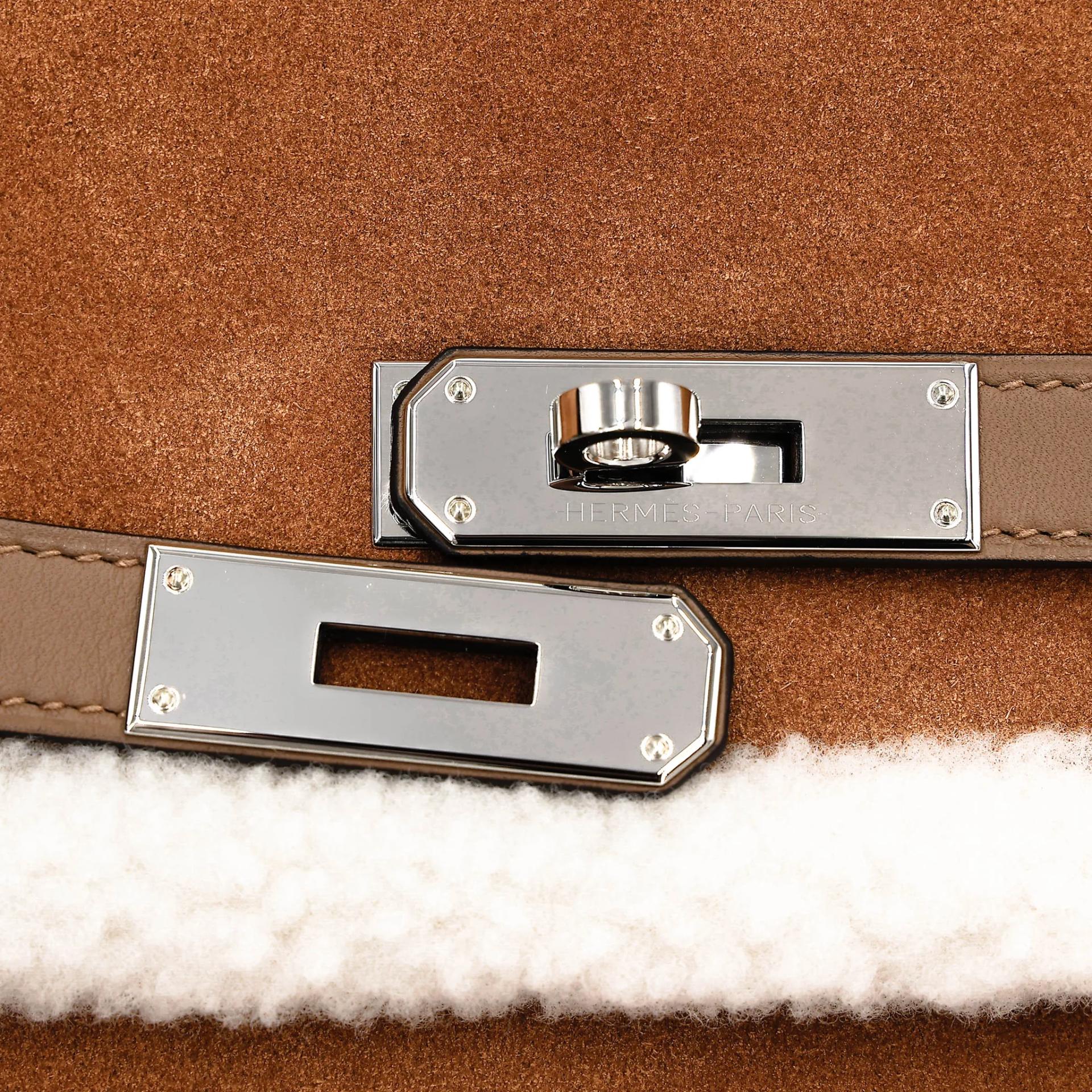 Excellent ( Rank SA ) HERMÈS Limited Edition Kelly 35 Teddy Alezan (3G) Chai (0M) Grizzly Swift Palladium hardware B (2023) - 8