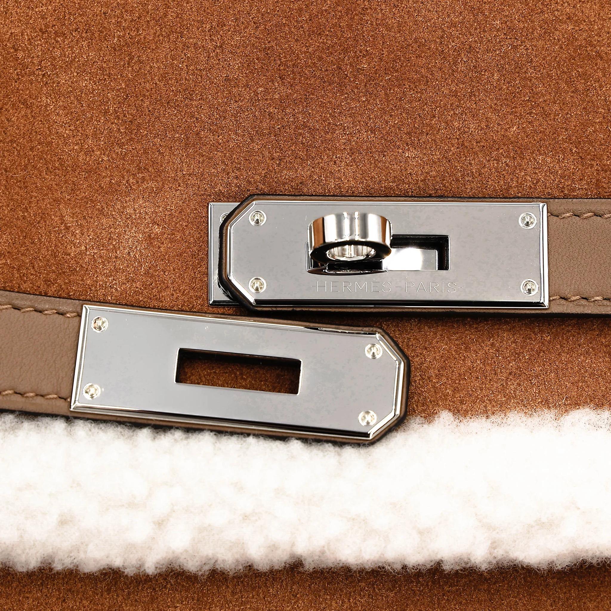 Excellent ( Rank SA ) HERMÈS Limited Edition Kelly 35 Teddy Alezan (3G) Chai (0M) Grizzly Swift Palladium hardware B (2023) - 8