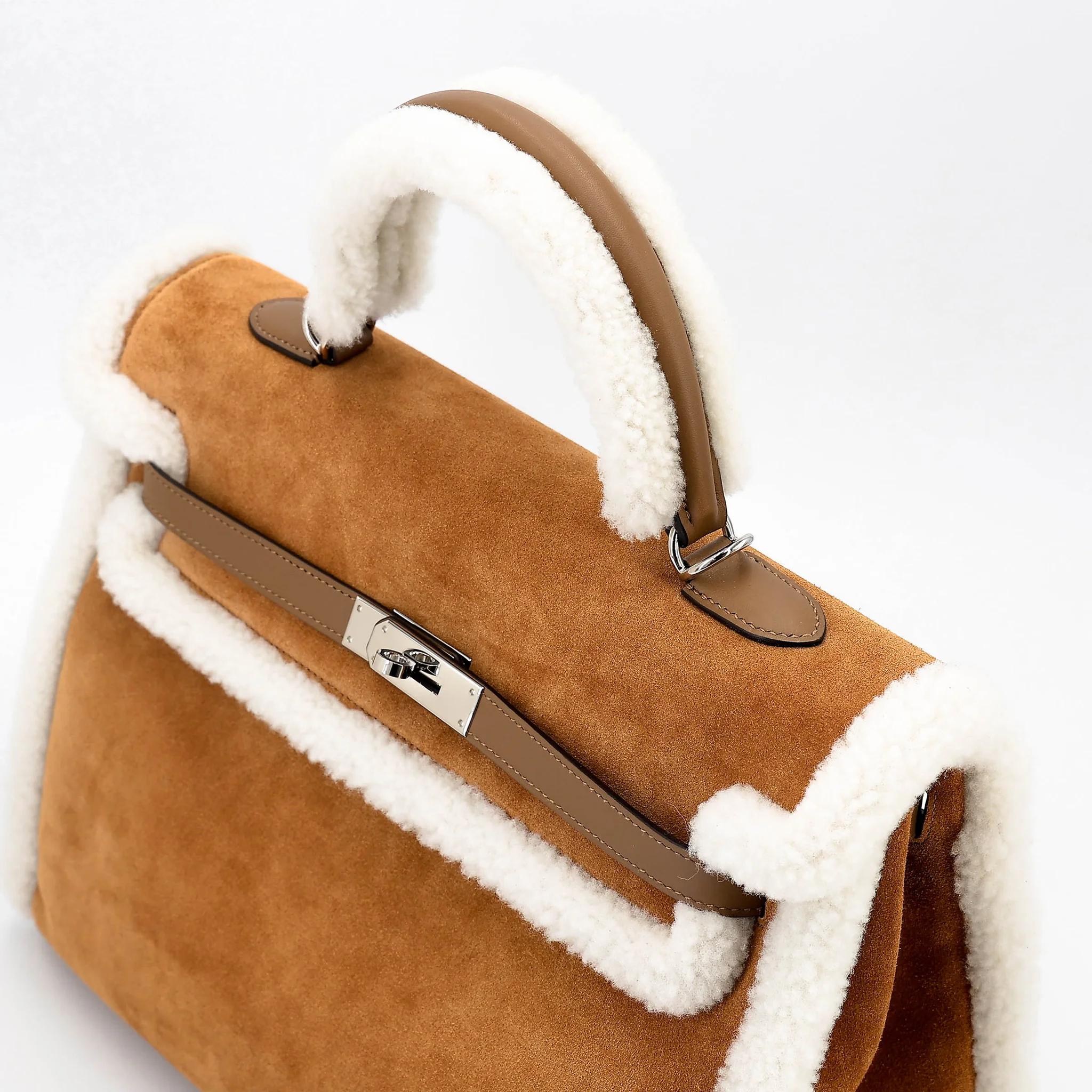 Excellent ( Rank SA ) HERMÈS Limited Edition Kelly 35 Teddy Alezan (3G) Chai (0M) Grizzly Swift Palladium hardware B (2023) - 3
