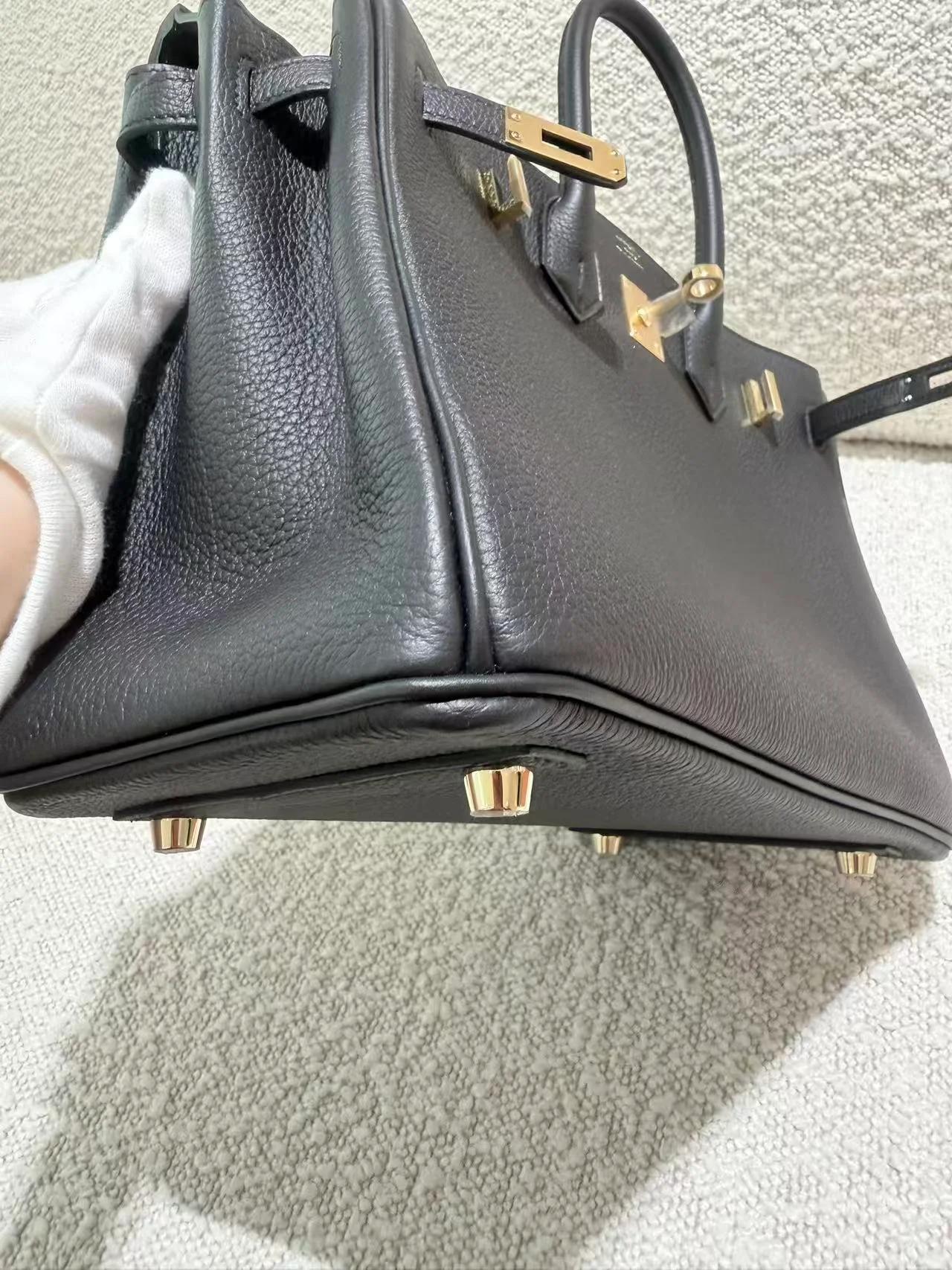 Unused ( Rank NS ) HERMÈS Birkin 25 Noir (89) Togo Gold hardware K (2025) - 8