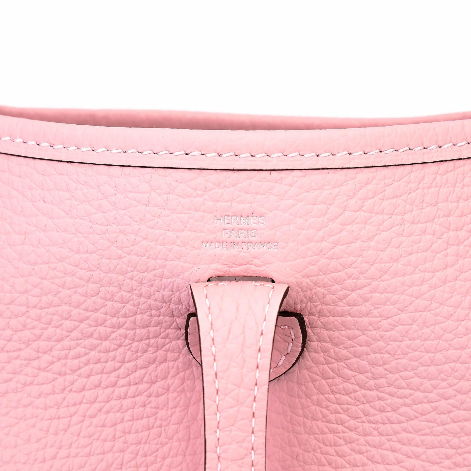 未使用保存品 HERMÈS 愛馬仕 Mini Evelyne 16 Amazone 89cm 3Q 櫻花粉 Rose Sakura Clemence小牛皮 銀扣 W刻 2024年 - 9