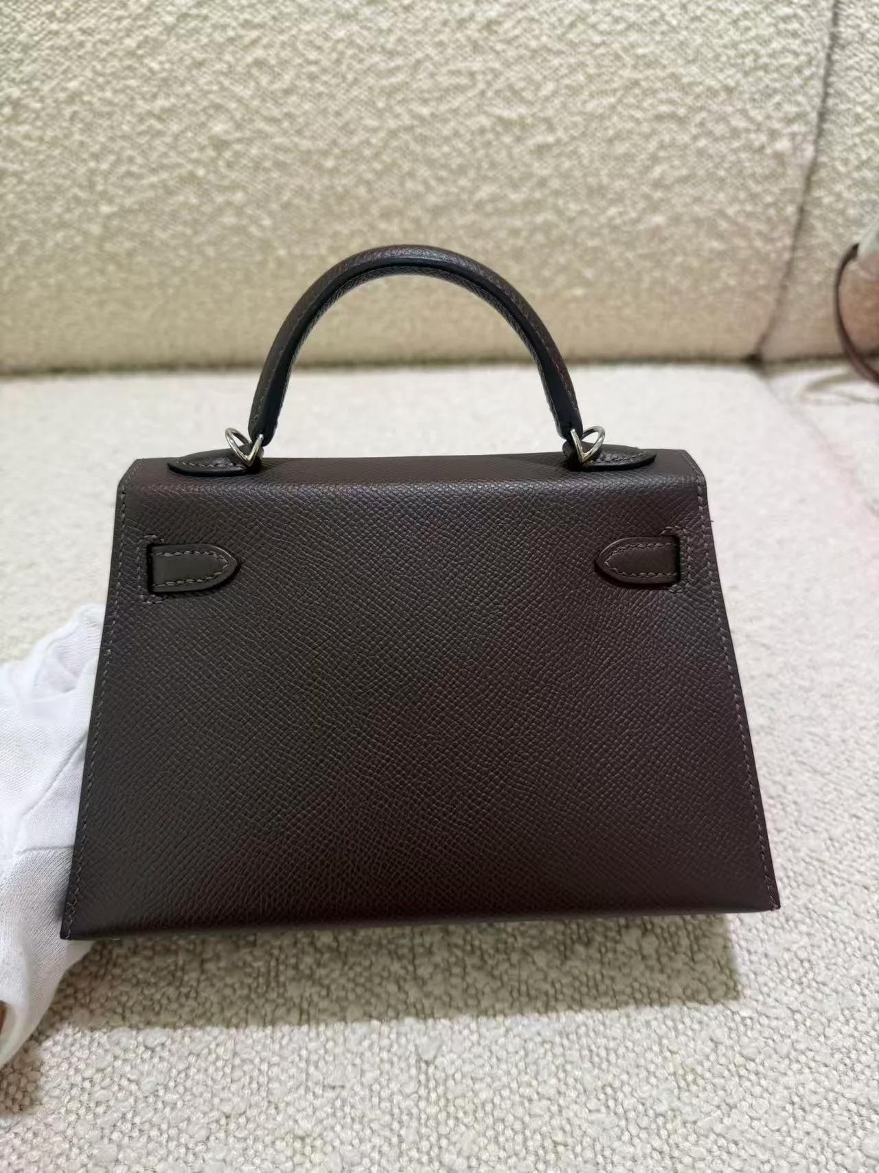 Very Good ( Rank A) HERMÈS Mini Kelly II Ebene (46) Epsom Electrum hardware K (2025) - 7