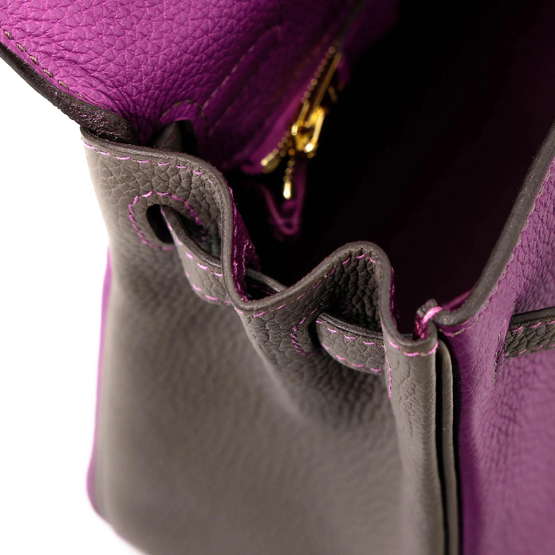 Unused ( Rank NS ) HERMÈS Special Order Kelly 25 HSS Anemone (P9) Etain (8F) Togo Gold hardware D (2019) - 17