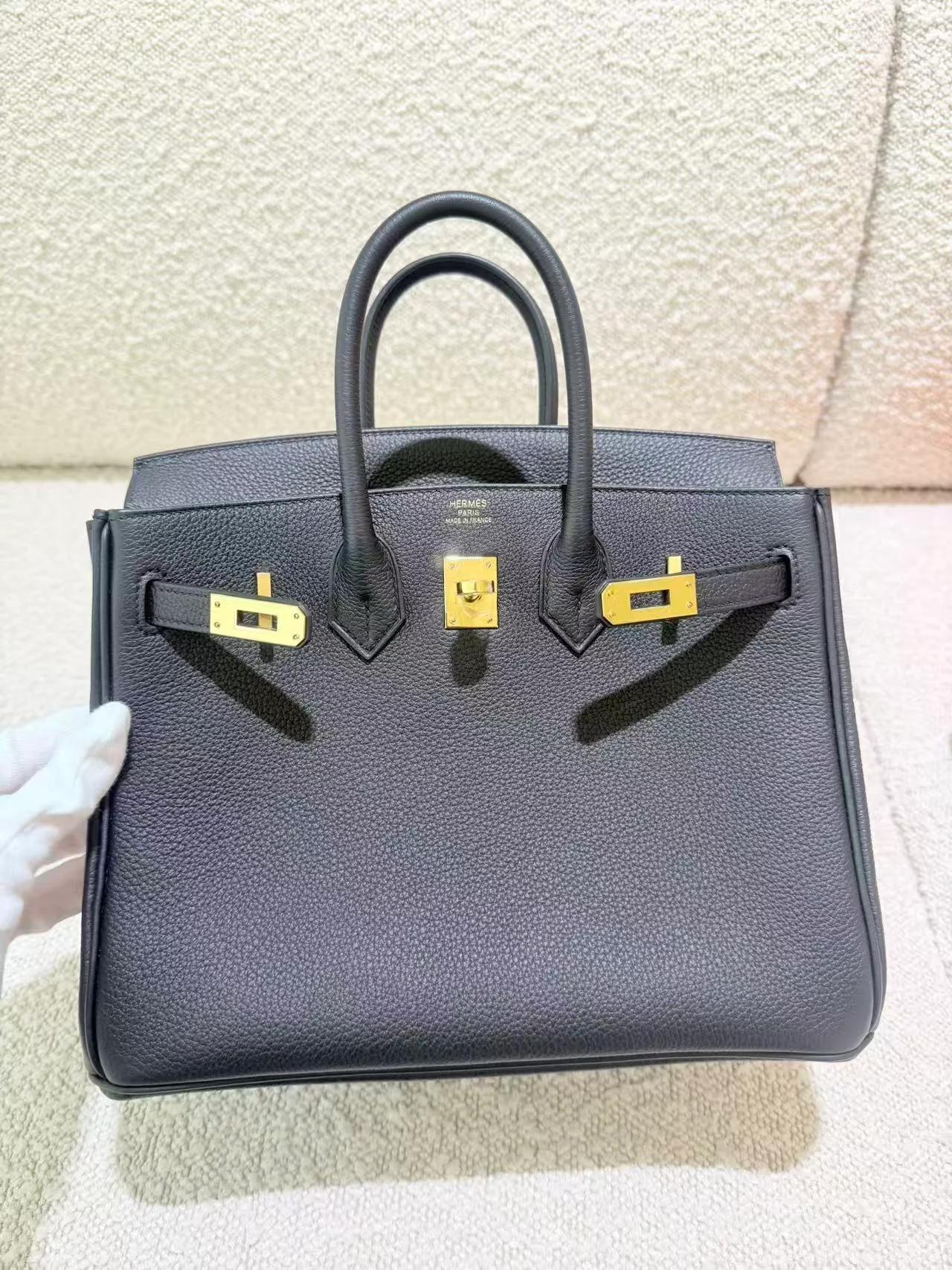Unused ( Rank NS ) HERMÈS Birkin 25 Noir (89) Togo Gold hardware K (2025) - 6
