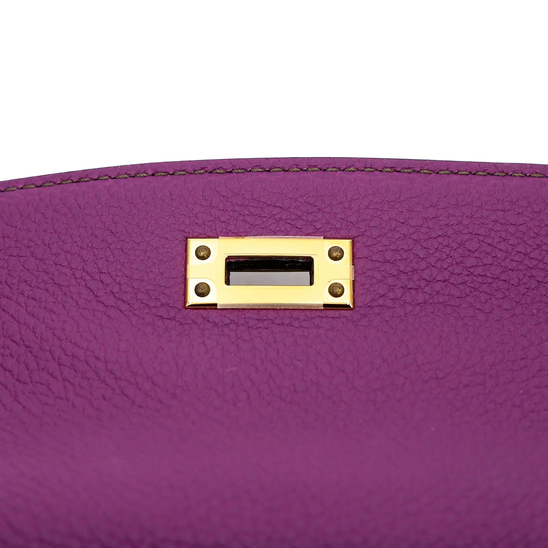 Unused ( Rank NS ) HERMÈS Special Order Kelly 25 HSS Anemone (P9) Etain (8F) Togo Gold hardware D (2019) - 11