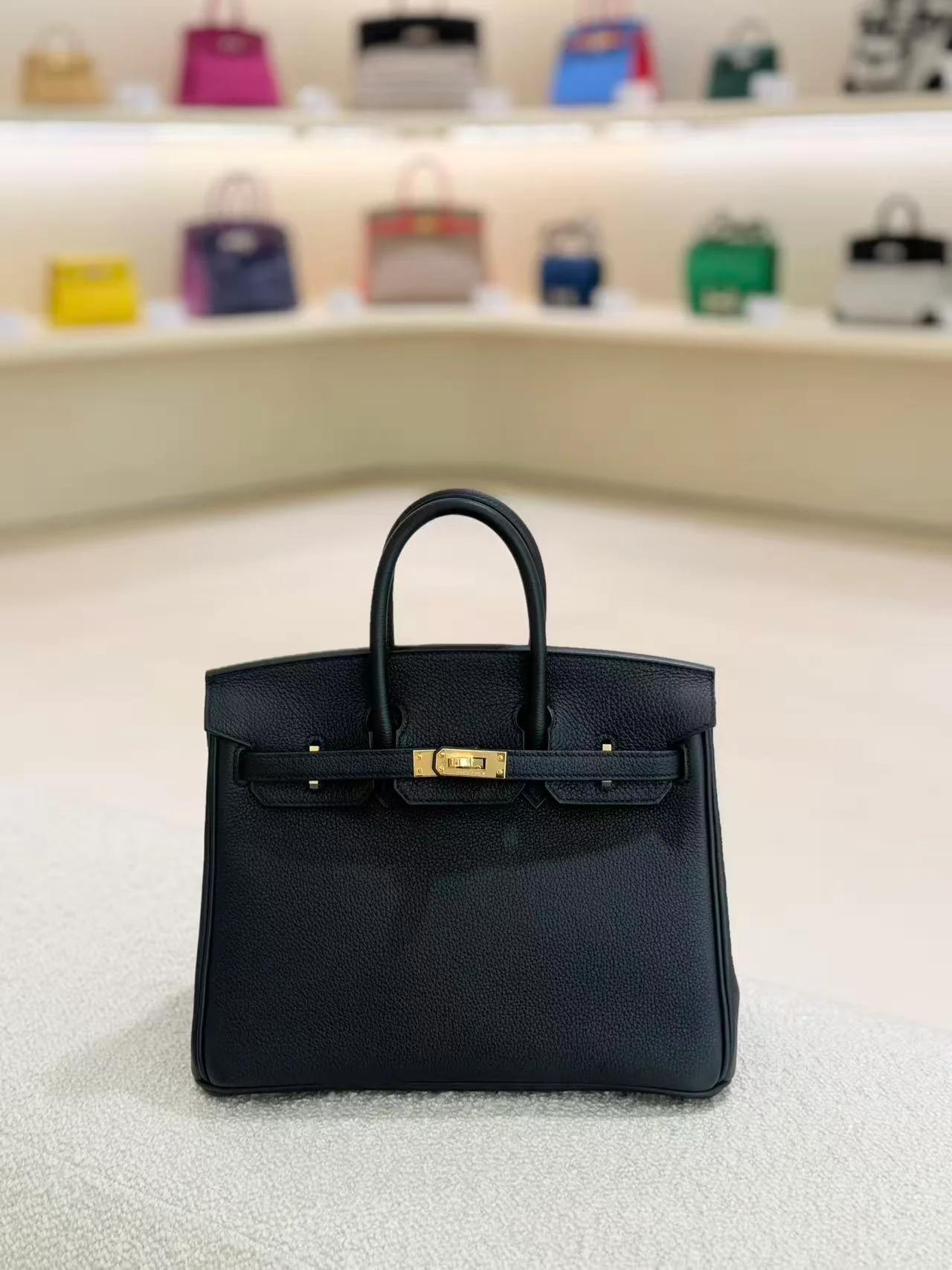 Unused ( Rank NS ) HERMÈS Birkin 25 Noir (89) Togo Gold hardware K (2025) - 4