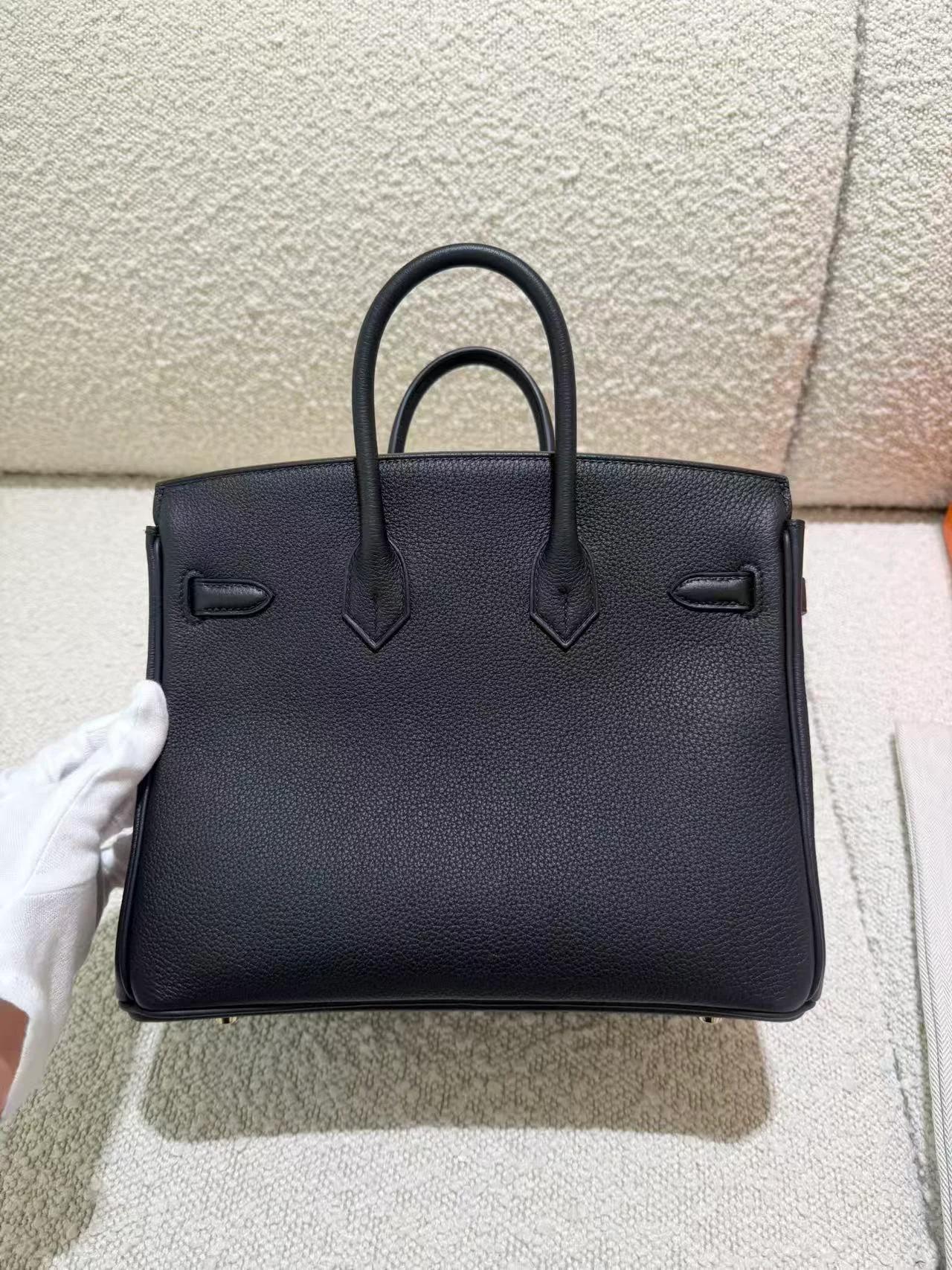 Unused ( Rank NS ) HERMÈS Birkin 25 Noir (89) Togo Gold hardware K (2025) - 7