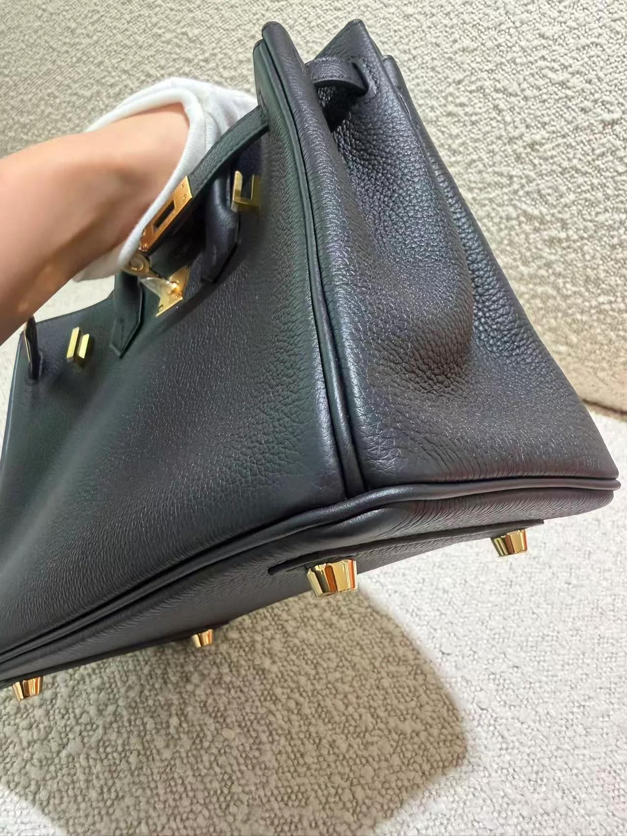 Unused ( Rank NS ) HERMÈS Birkin 25 Noir (89) Togo Gold hardware K (2025) - 11