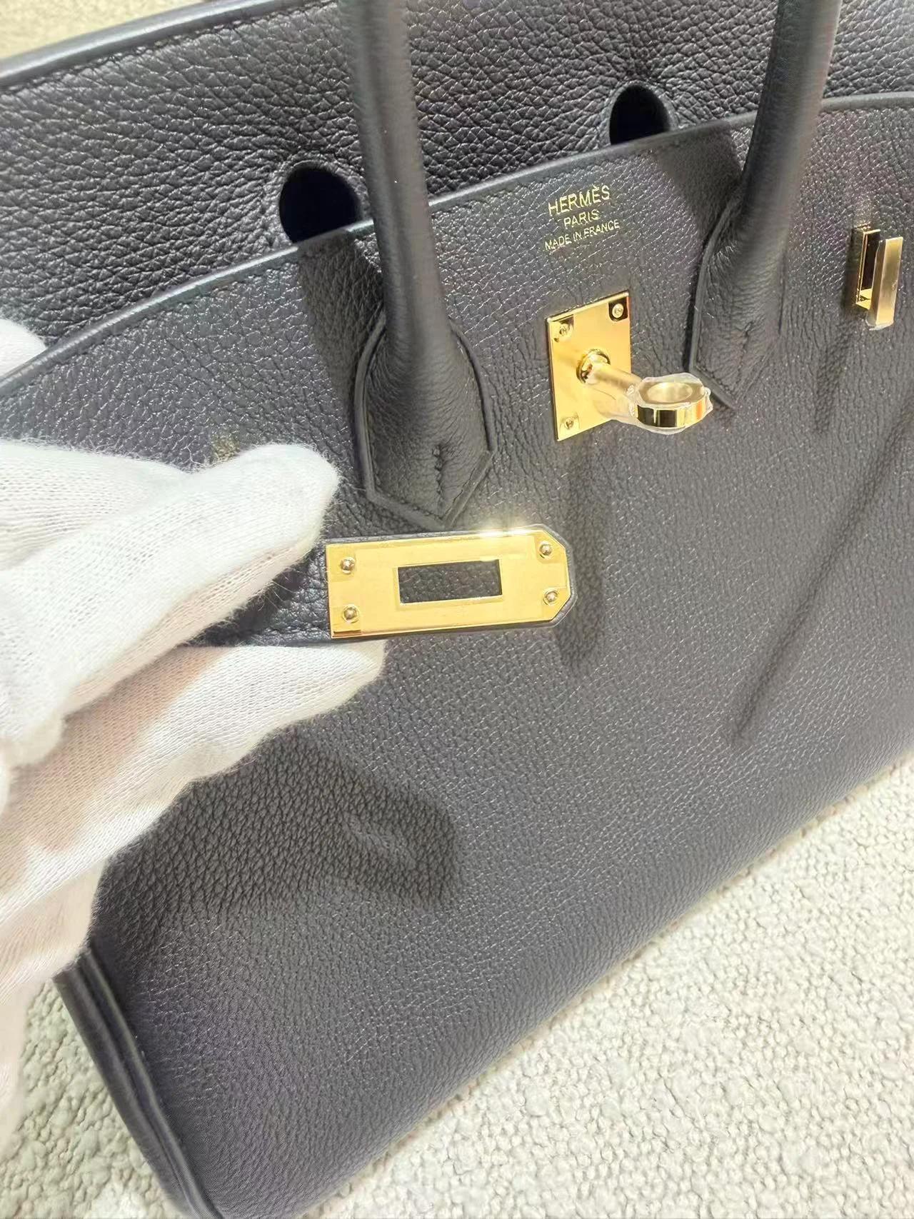 Unused ( Rank NS ) HERMÈS Birkin 25 Noir (89) Togo Gold hardware K (2025) - 13