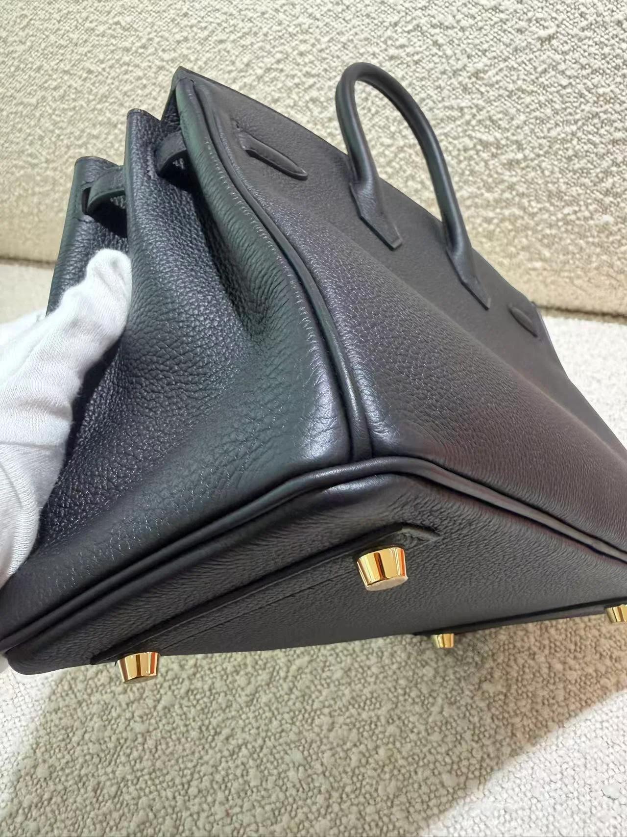 Unused ( Rank NS ) HERMÈS Birkin 25 Noir (89) Togo Gold hardware K (2025) - 10