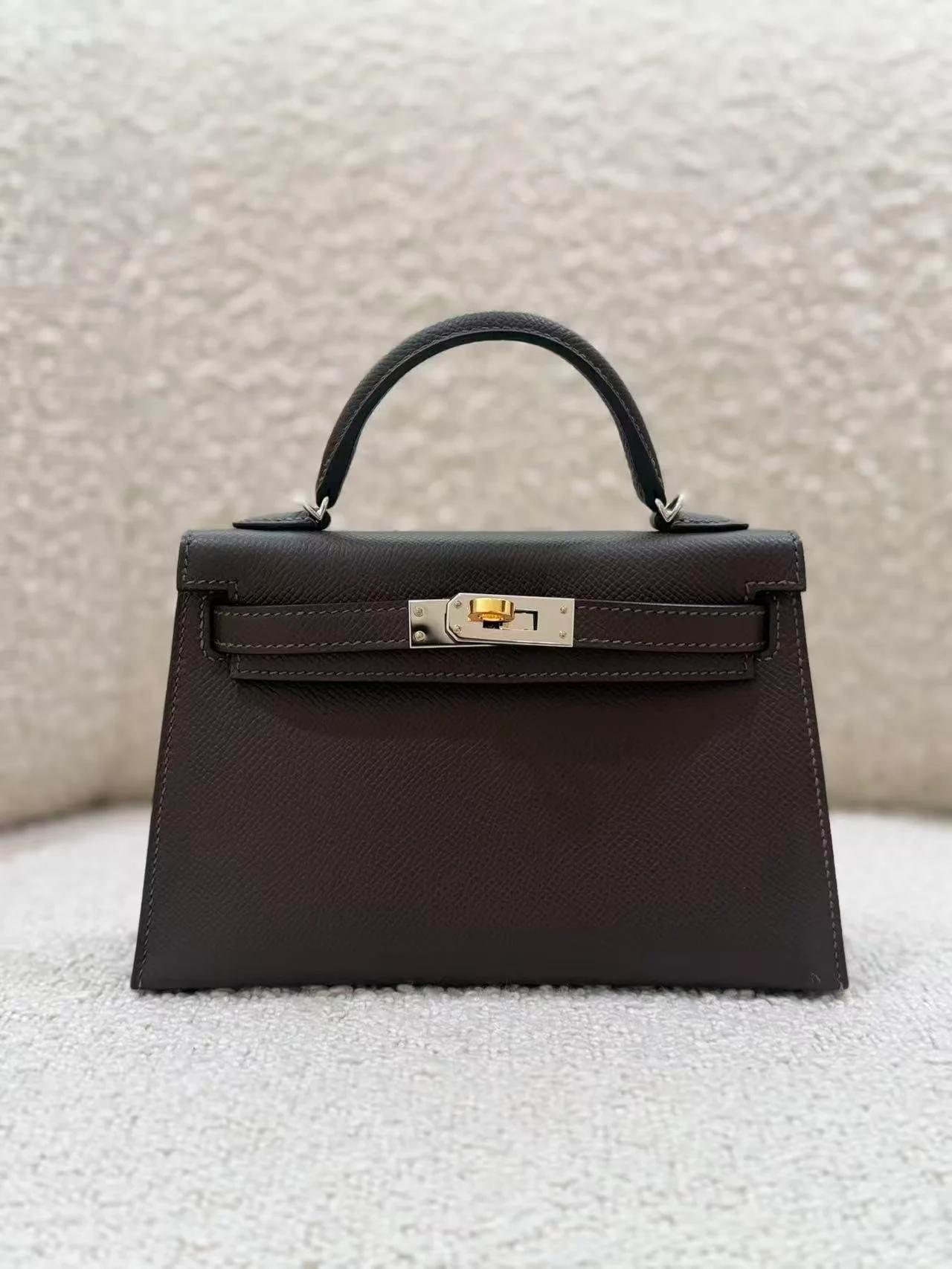 Very Good ( Rank A) HERMÈS Mini Kelly II Ebene (46) Epsom Electrum hardware K (2025) - 4