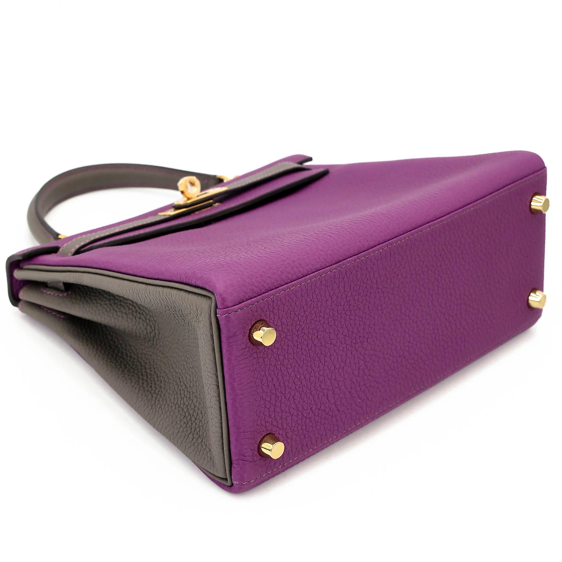 Unused ( Rank NS ) HERMÈS Special Order Kelly 25 HSS Anemone (P9) Etain (8F) Togo Gold hardware D (2019) - 5