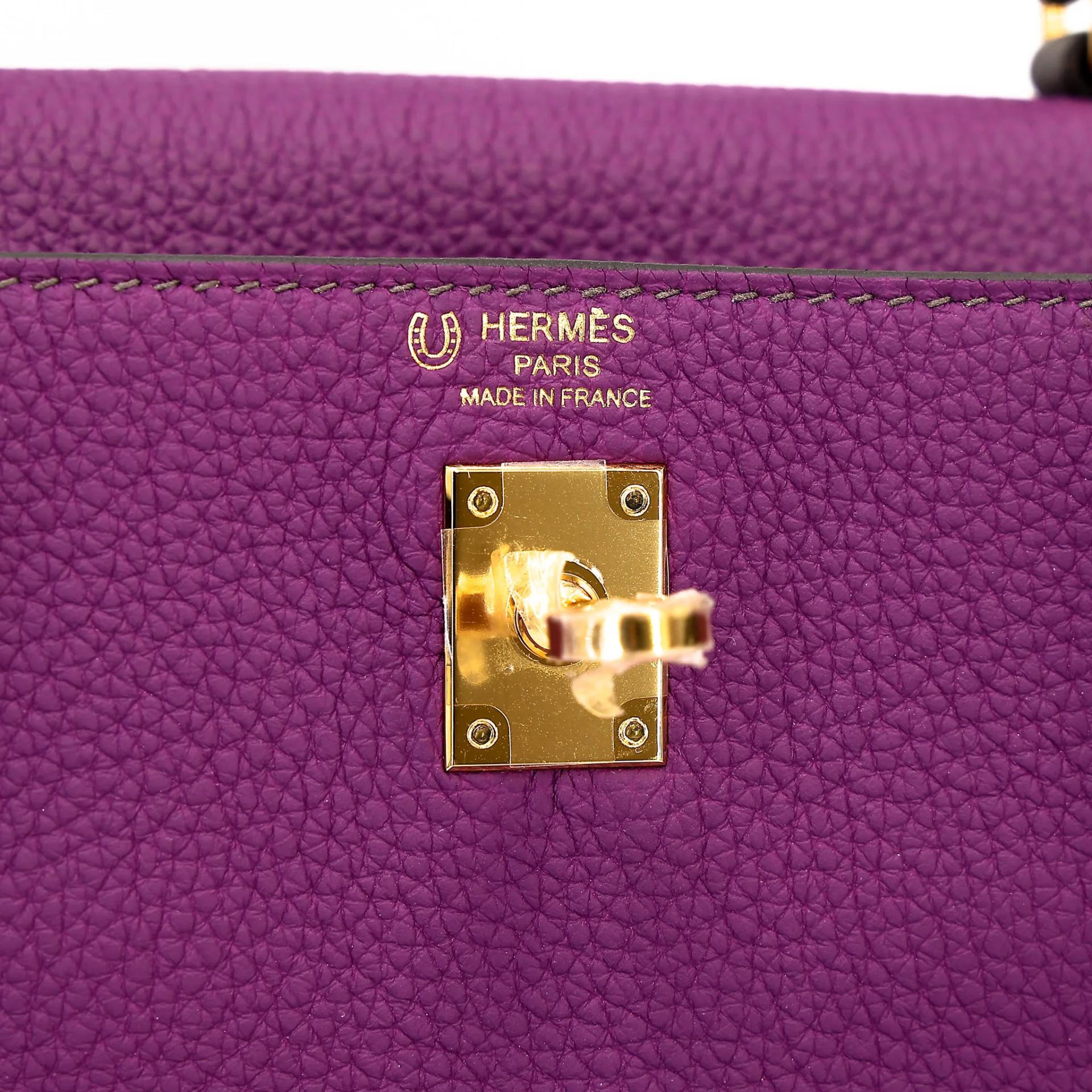 Unused ( Rank NS ) HERMÈS Special Order Kelly 25 HSS Anemone (P9) Etain (8F) Togo Gold hardware D (2019) - 13