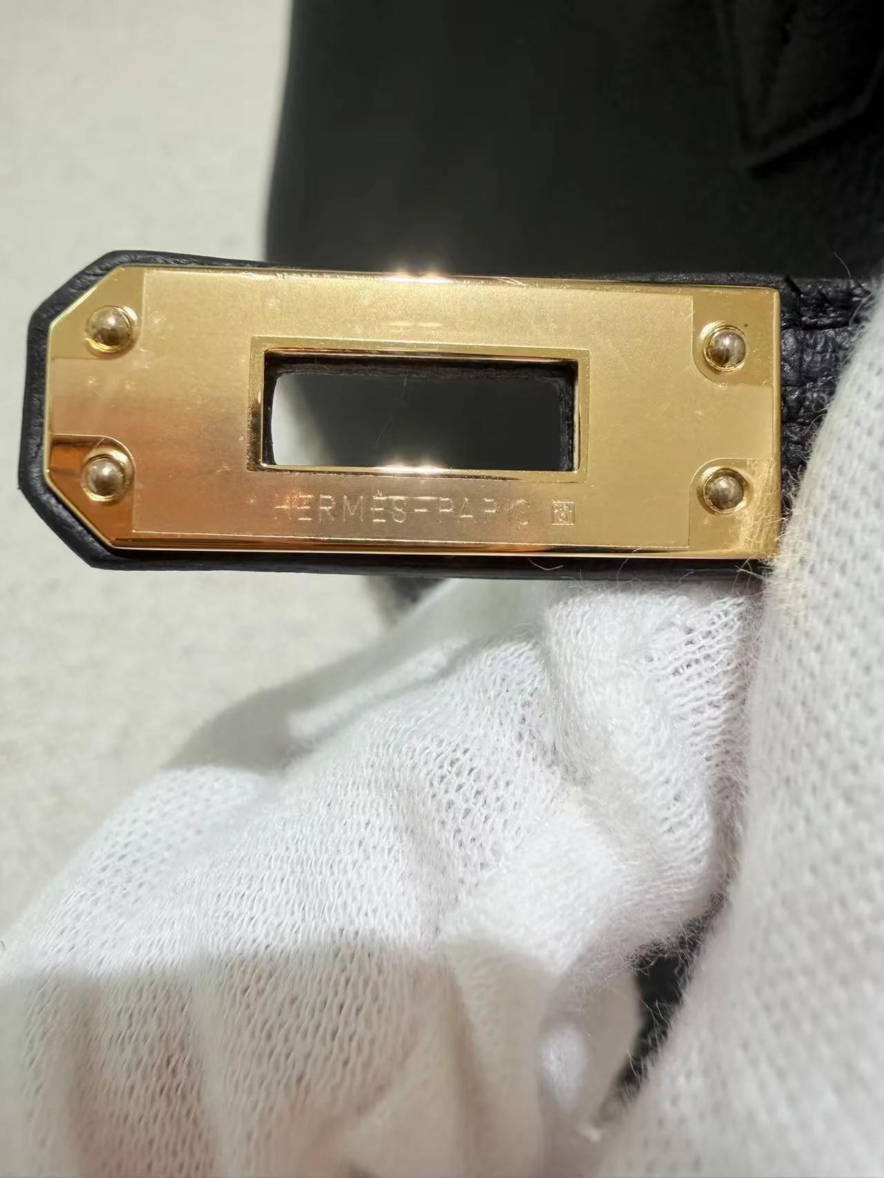 Unused ( Rank NS ) HERMÈS Birkin 25 Noir (89) Togo Gold hardware K (2025) - 14