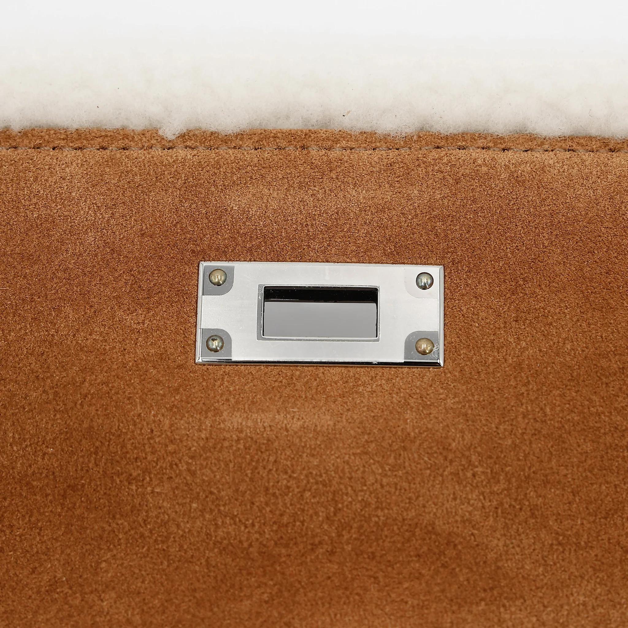 Excellent ( Rank SA ) HERMÈS Limited Edition Kelly 35 Teddy Alezan (3G) Chai (0M) Grizzly Swift Palladium hardware B (2023) - 11