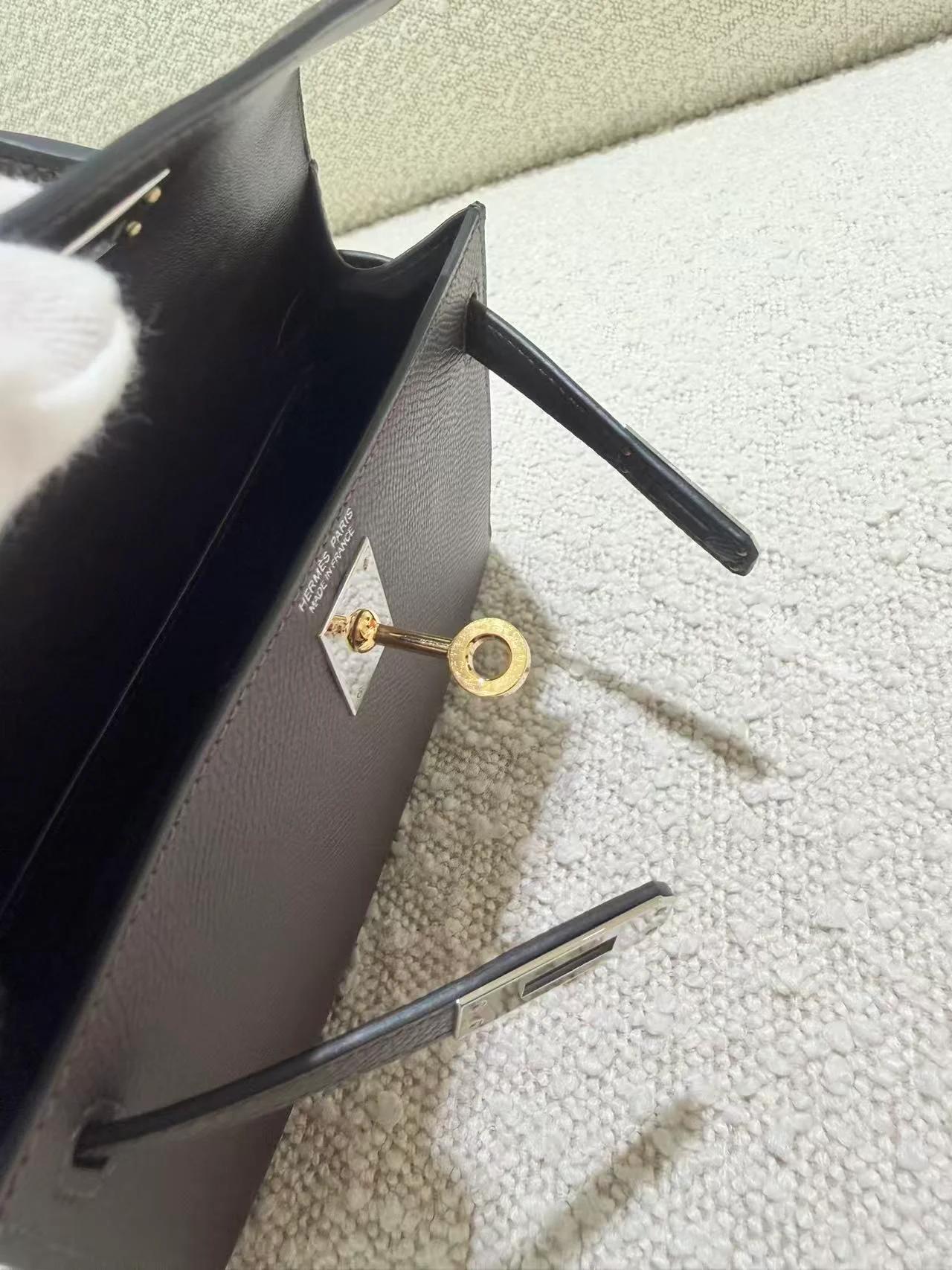 Very Good ( Rank A) HERMÈS Mini Kelly II Ebene (46) Epsom Electrum hardware K (2025) - 13