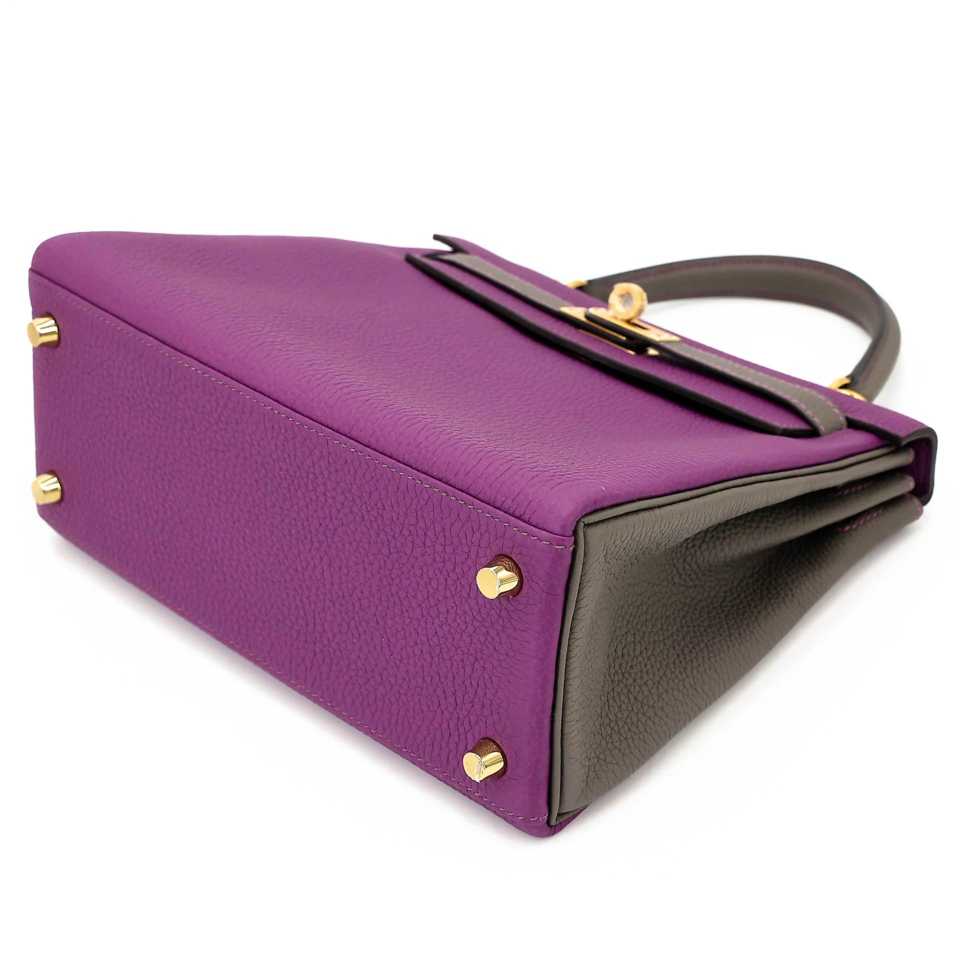 Unused ( Rank NS ) HERMÈS Special Order Kelly 25 HSS Anemone (P9) Etain (8F) Togo Gold hardware D (2019) - 4
