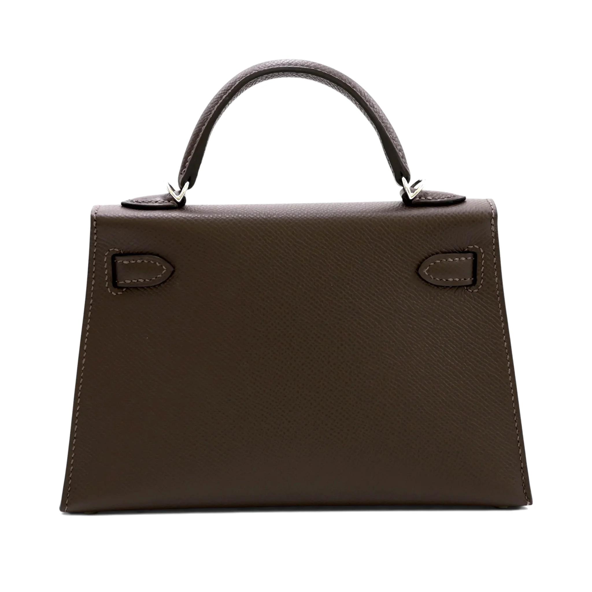 Very Good ( Rank A) HERMÈS Mini Kelly II Ebene (46) Epsom Electrum hardware K (2025) - 2