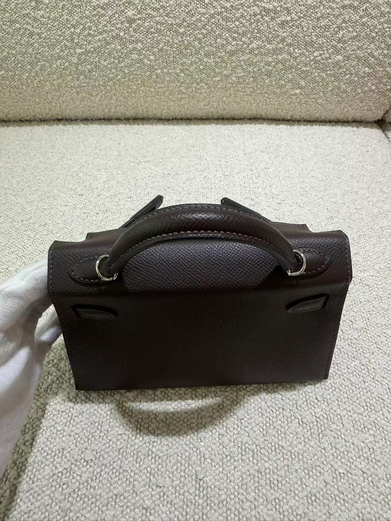 Very Good ( Rank A) HERMÈS Mini Kelly II Ebene (46) Epsom Electrum hardware K (2025) - 10