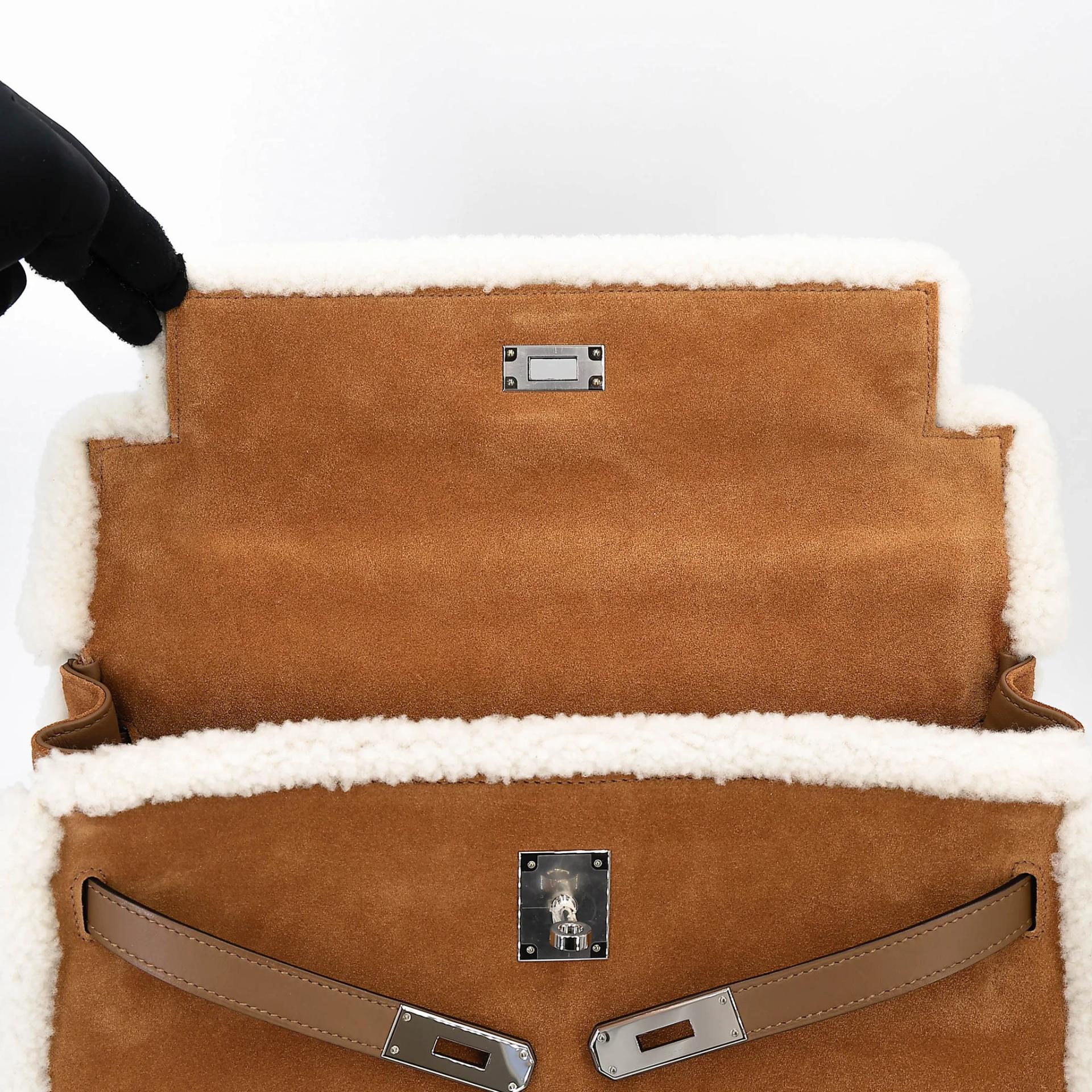 Excellent ( Rank SA ) HERMÈS Limited Edition Kelly 35 Teddy Alezan (3G) Chai (0M) Grizzly Swift Palladium hardware B (2023) - 12
