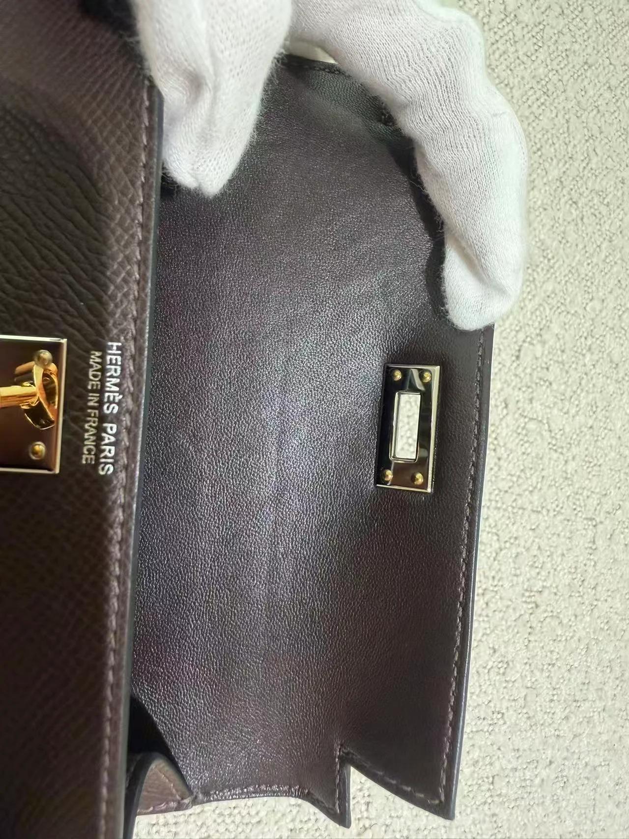 Very Good ( Rank A) HERMÈS Mini Kelly II Ebene (46) Epsom Electrum hardware K (2025) - 20