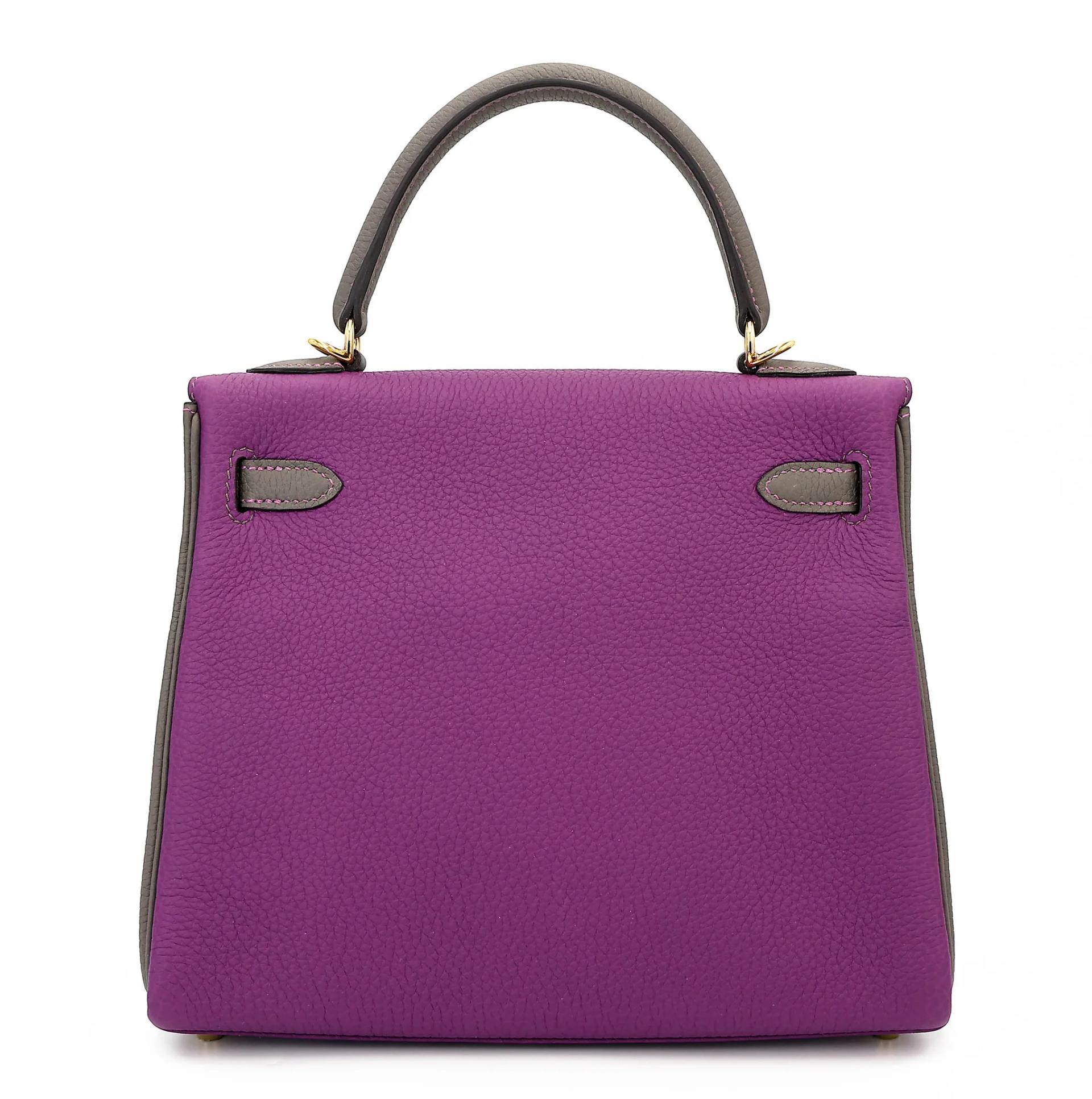 Unused ( Rank NS ) HERMÈS Special Order Kelly 25 HSS Anemone (P9) Etain (8F) Togo Gold hardware D (2019) - 2