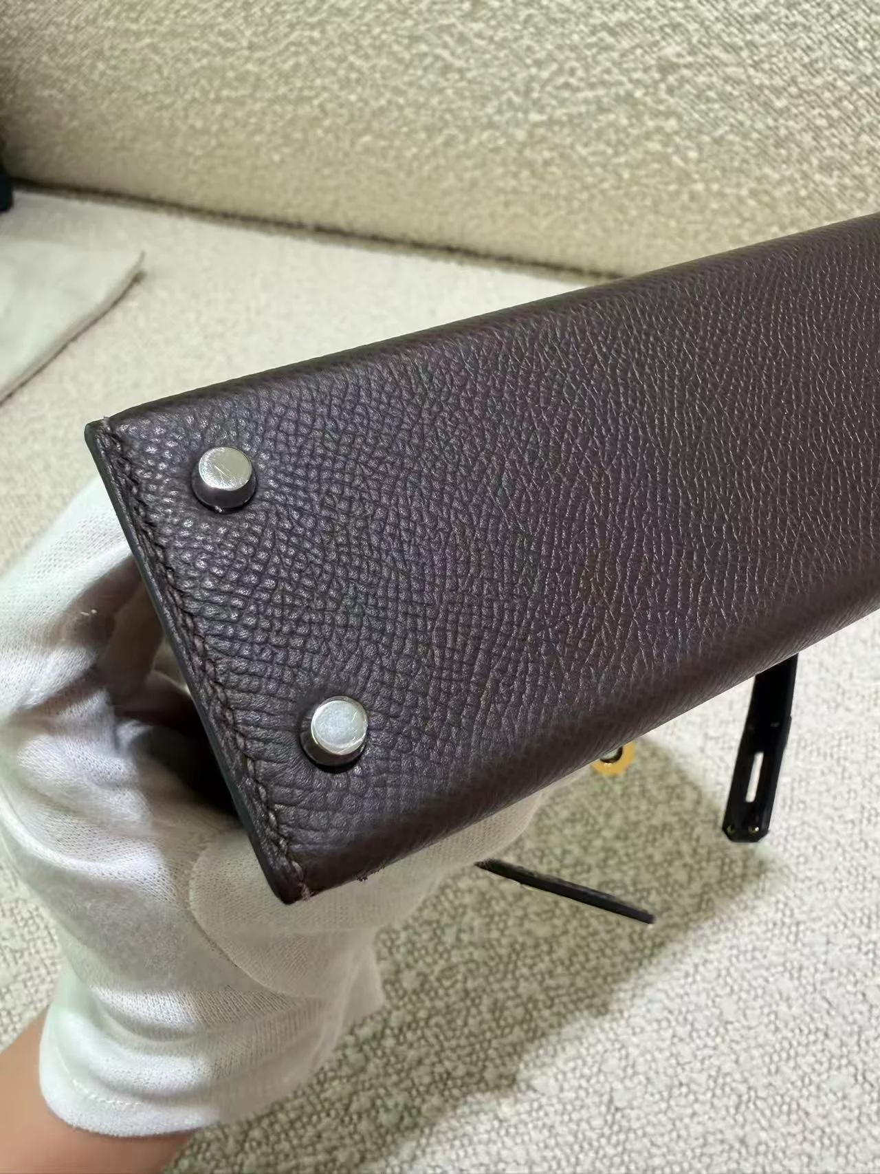 Very Good ( Rank A) HERMÈS Mini Kelly II Ebene (46) Epsom Electrum hardware K (2025) - 16